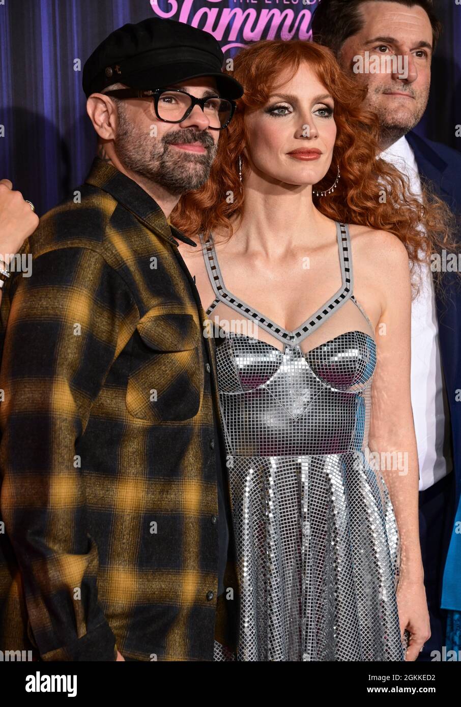 New York City, 14. September 2021. Jessica Chastain, Jay Bakker während der New Yorker Premiere von The Eyes of Tammy Taye, die am Dienstag, den 14. September 2021, im SVA Theatre in New York City stattfand. Foto von Jennifer Graylock-Graylock.com 917-519-7666 Stockfoto