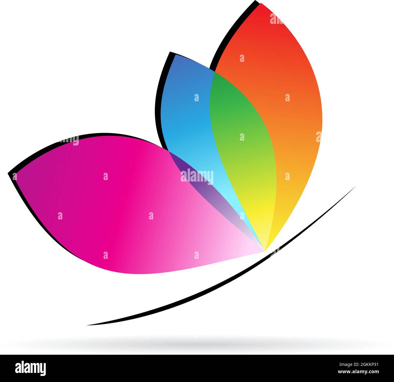 Bunte Schmetterlinge auf weißem Hintergrund für Design. Leicht editierbare Vektorgrafik mit Ebenen. Wilde Tiere. Stock Vektor