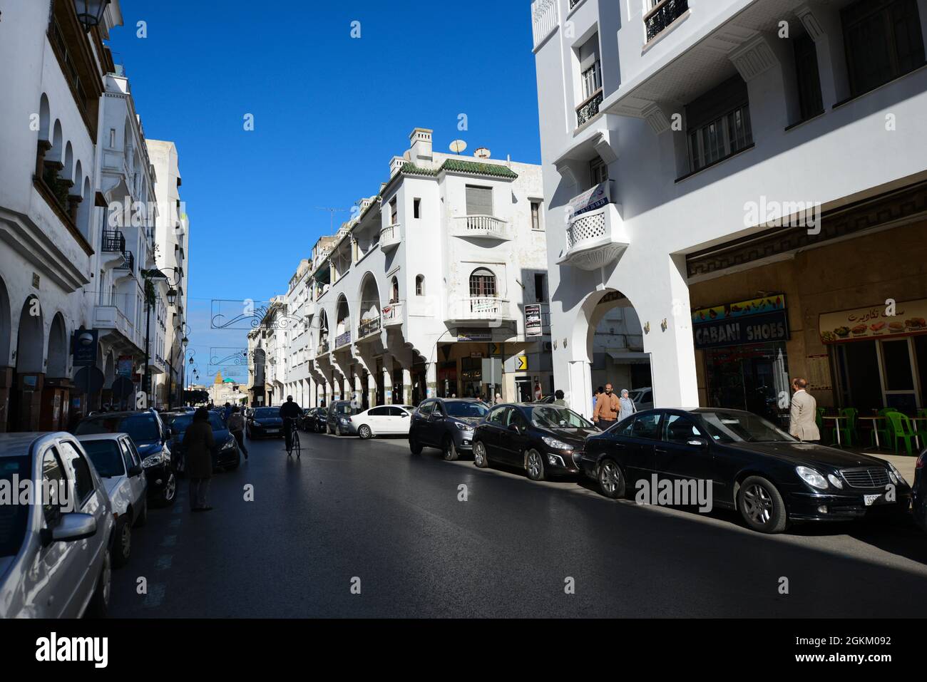 Das Handelszentrum von Rabat entlang der Av Mohammed V. Stockfoto