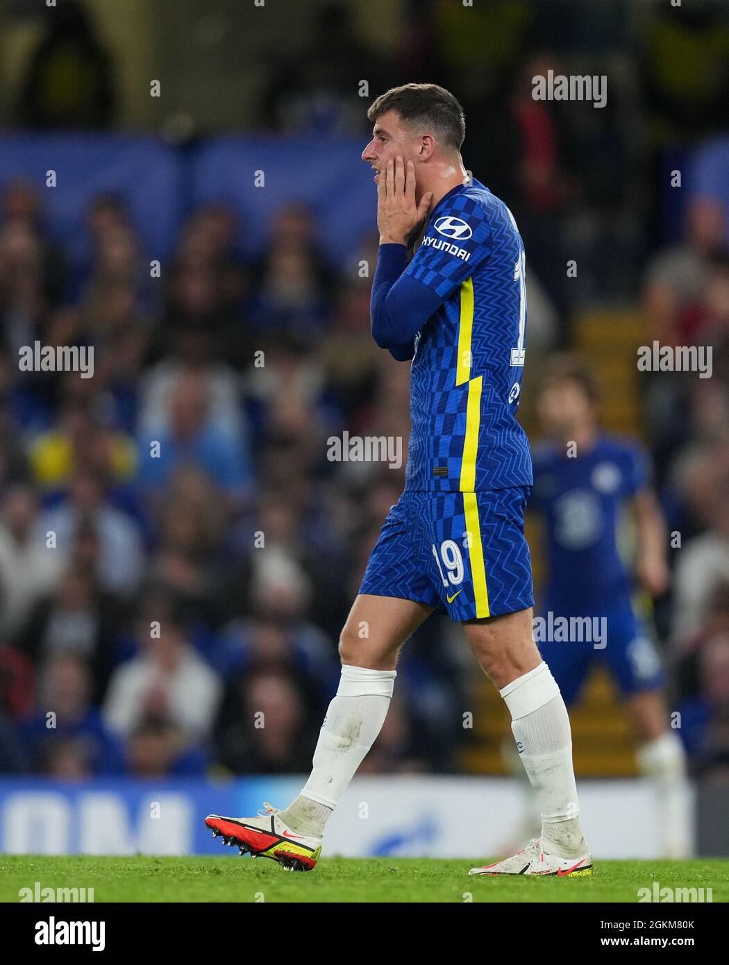 London, Großbritannien. September 2021. Mason Mount of Chelsea während des UEFA Champions League-Gruppenspiels zwischen Chelsea und Zenit St. Petersburg in Stamford Bridge, London, England am 14. September 2021. Foto von Andy Rowland. Quelle: Prime Media Images/Alamy Live News Stockfoto