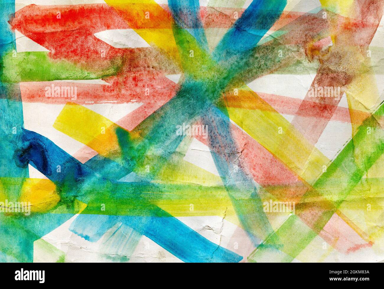 Abstrakte Farbe farbige Pinselstriche auf Papier Hintergrund. Nahaufnahme. Stockfoto