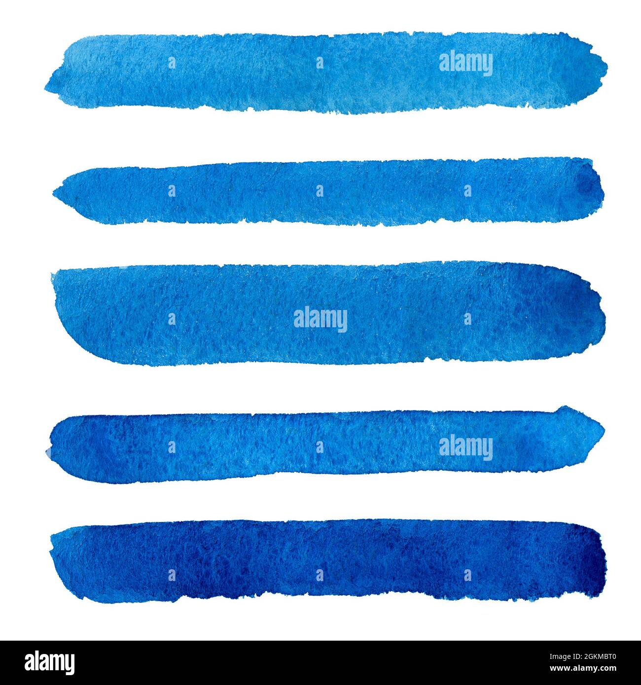 Aquarell blau Pinsel Striche Hintergrund Design isoliert weiß Stockfoto