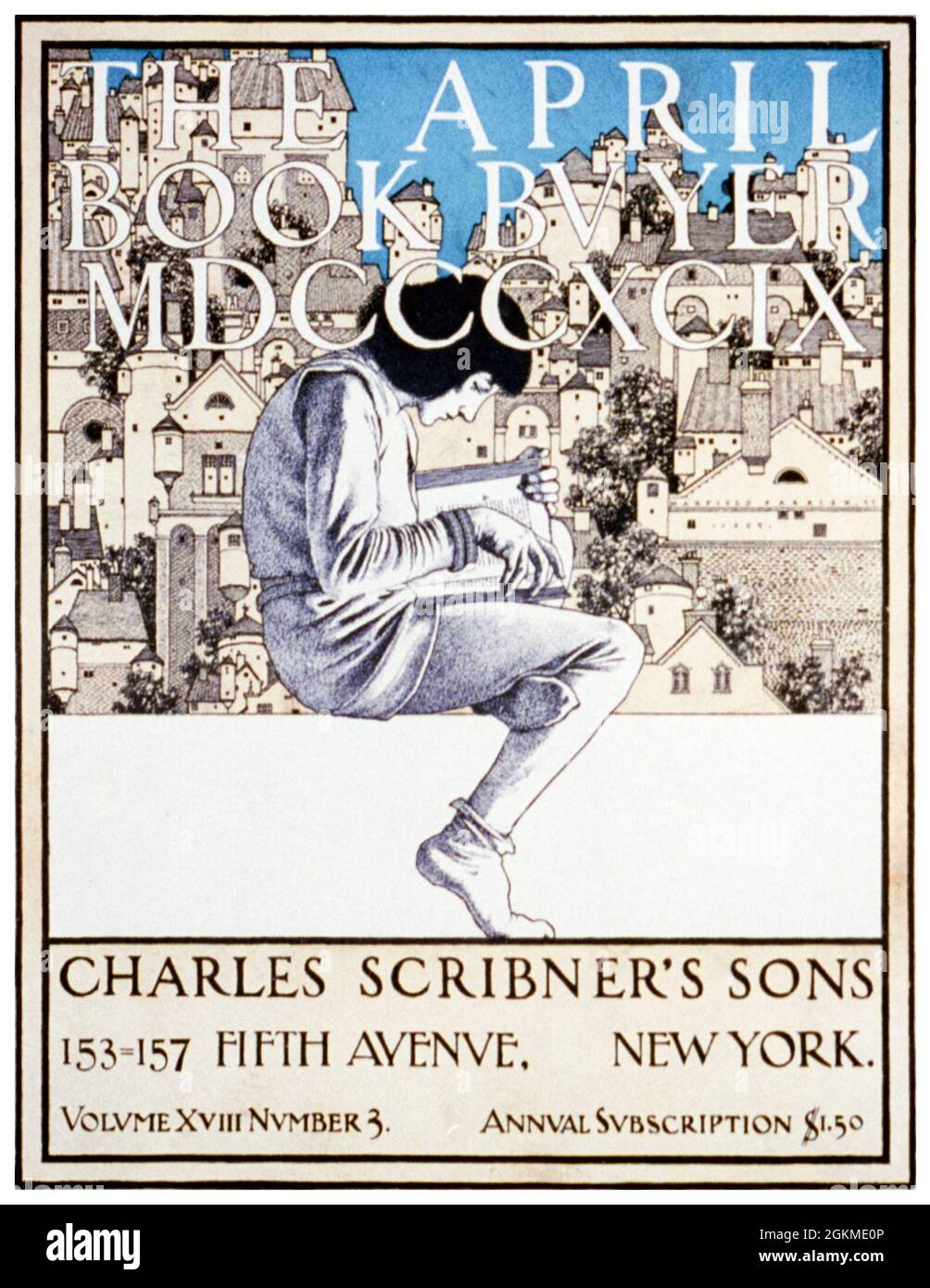 Maxfield Parrish, der April-Buchkäufer MDCCCXCIX, Charles Scribners Söhne, Plakat, um 1899 Stockfoto