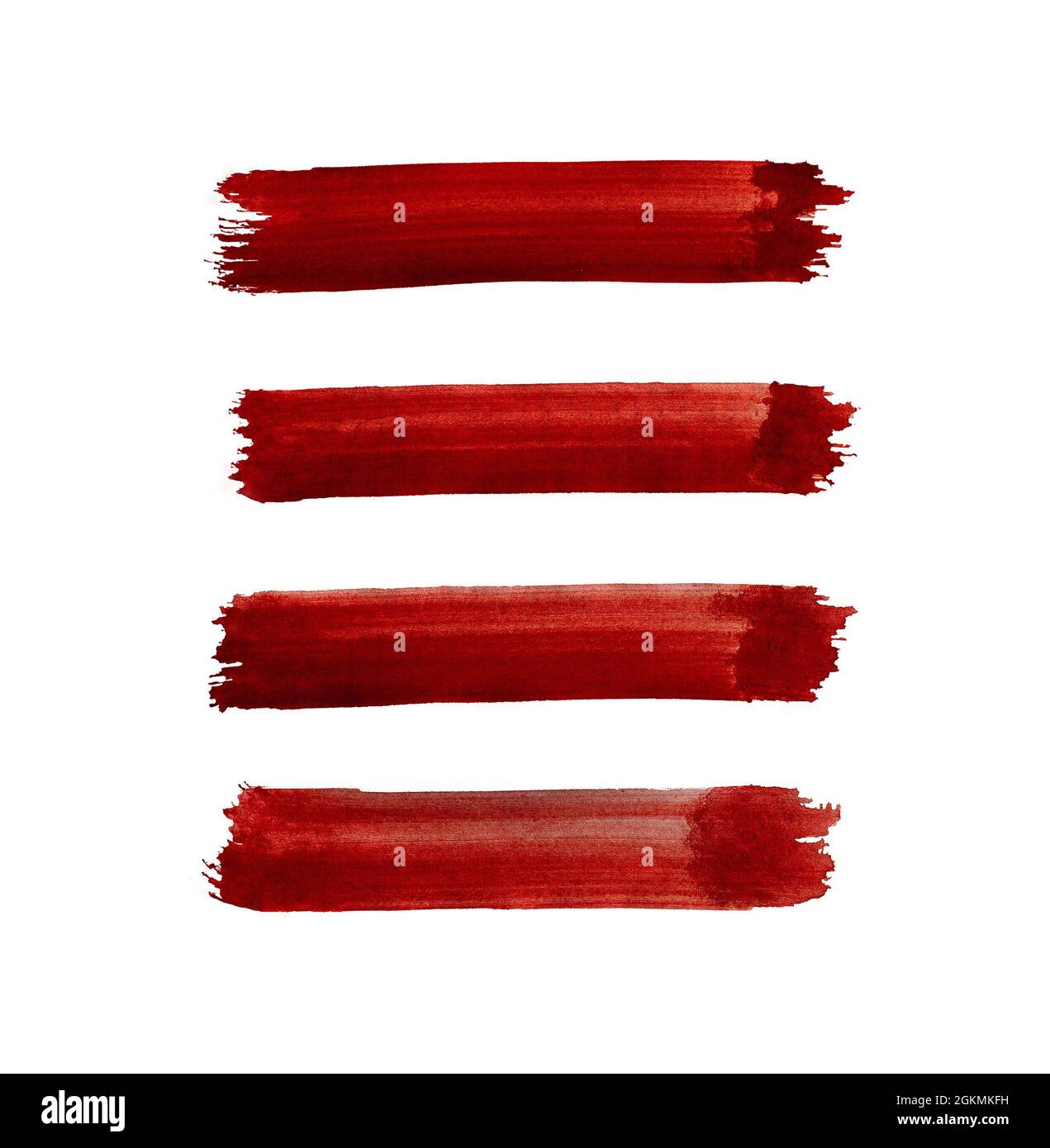 Aquarell rot gestrichene Linien isoliert auf weiß Stockfoto