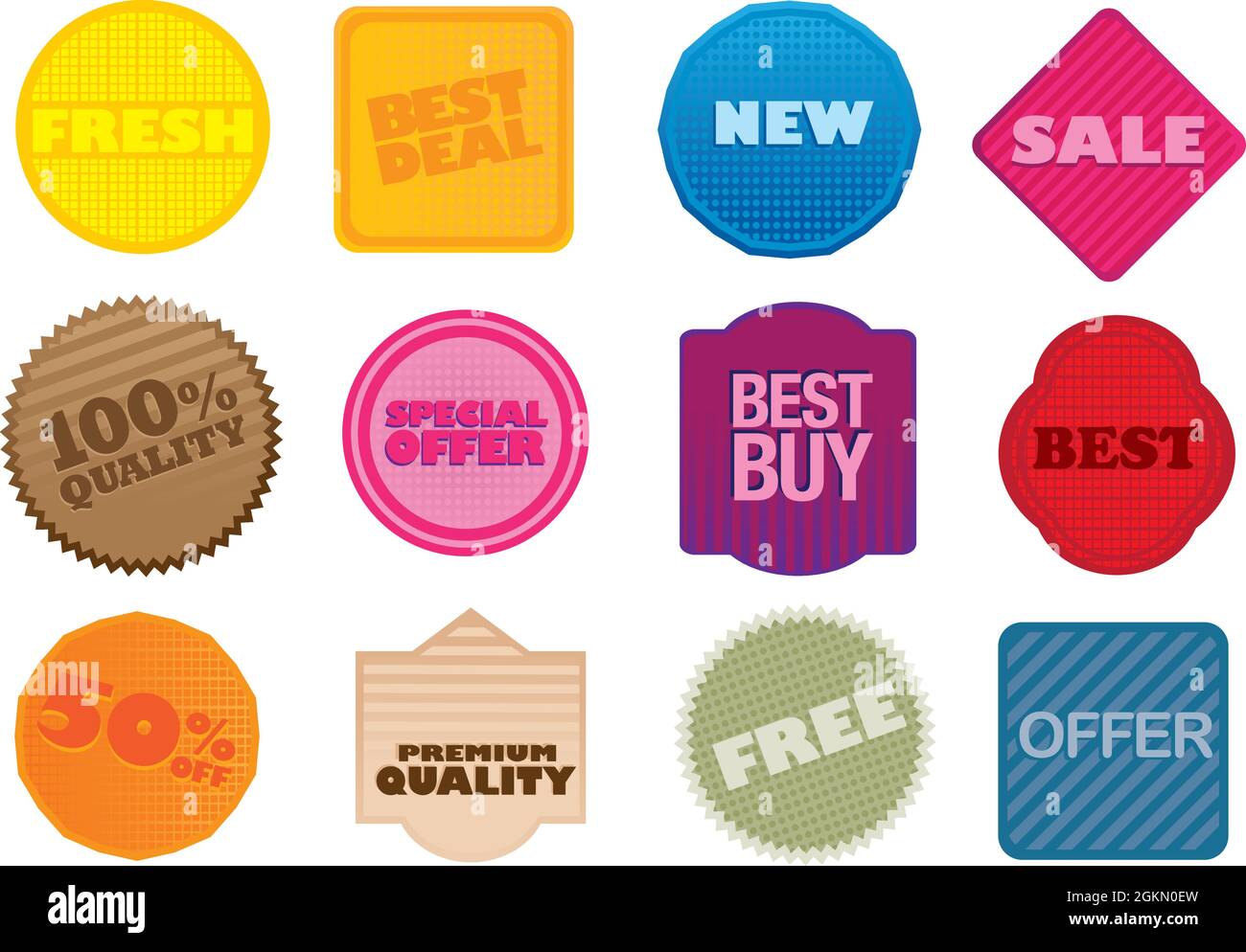 Eine Reihe von Vektoretiketten mit Geschäftsaussagen. Stock Vektor