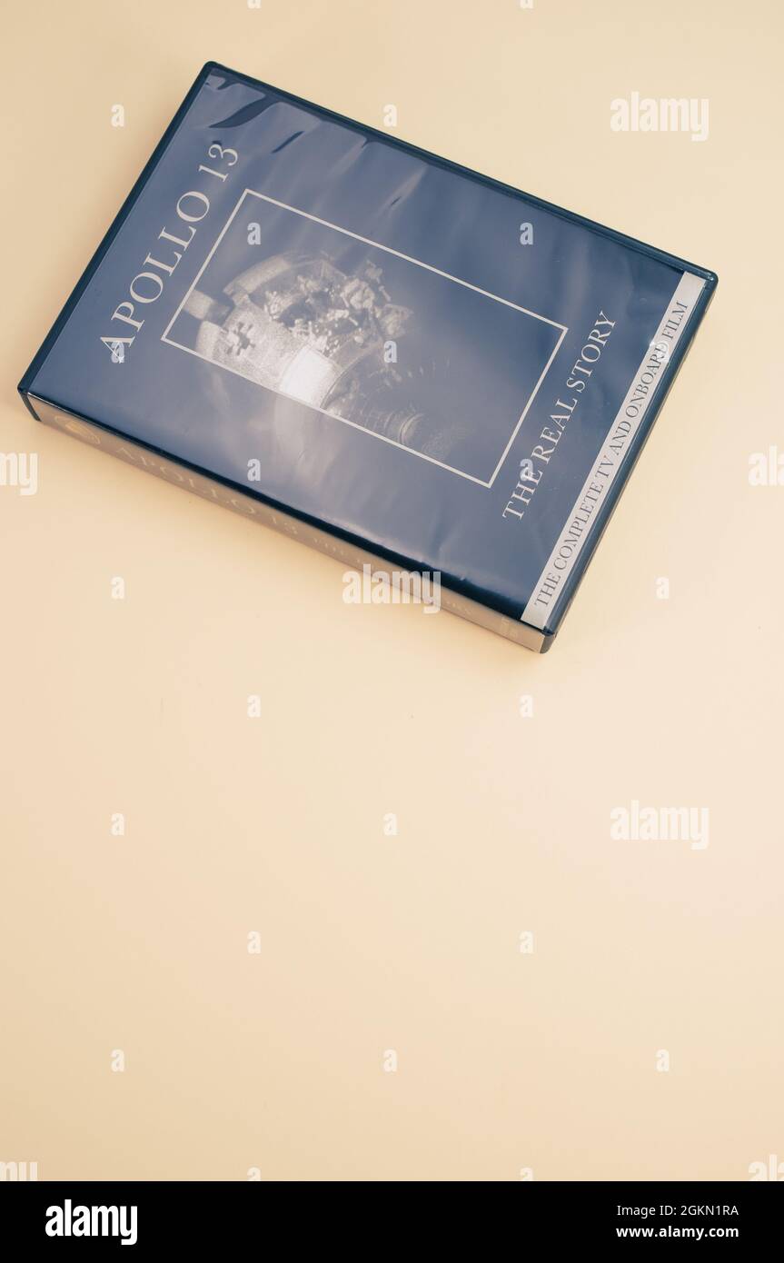 Apollo 13 abgetriebene Mondmission dokumentarische DVD-Medien mit Kopierraum Stockfoto