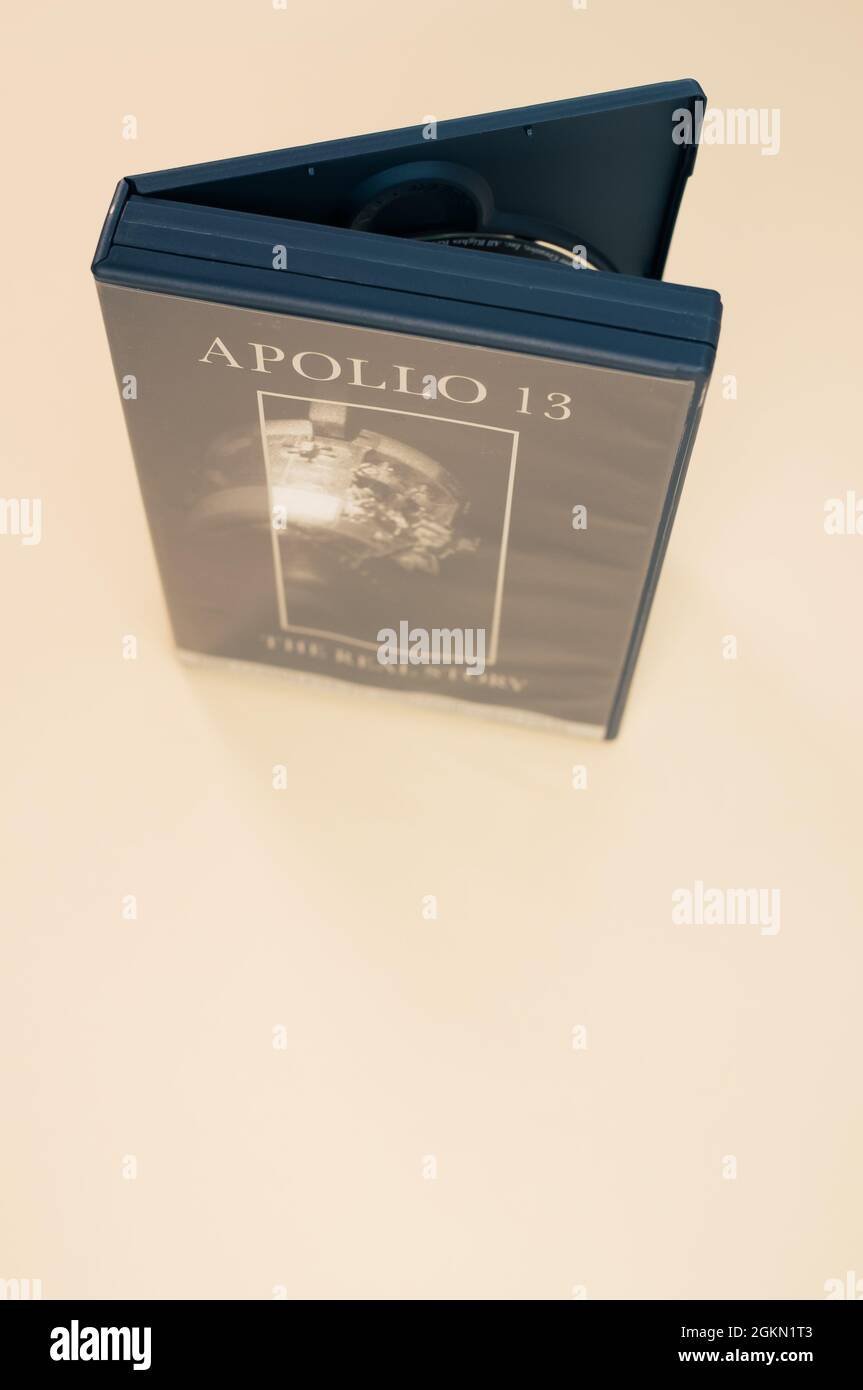 Apollo 13 abgetriebene Mondmission dokumentarische DVD-Medien mit Kopierraum Stockfoto