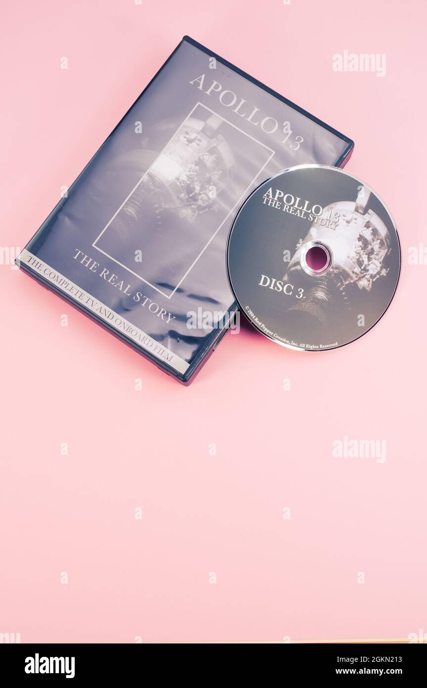 Apollo 13 abgetriebene Mondmission dokumentarische DVD-Medien mit Kopierraum Stockfoto