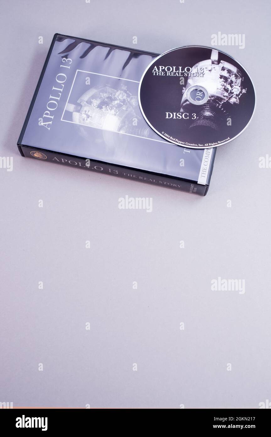 Apollo 13 abgetriebene Mondmission dokumentarische DVD-Medien mit Kopierraum Stockfoto