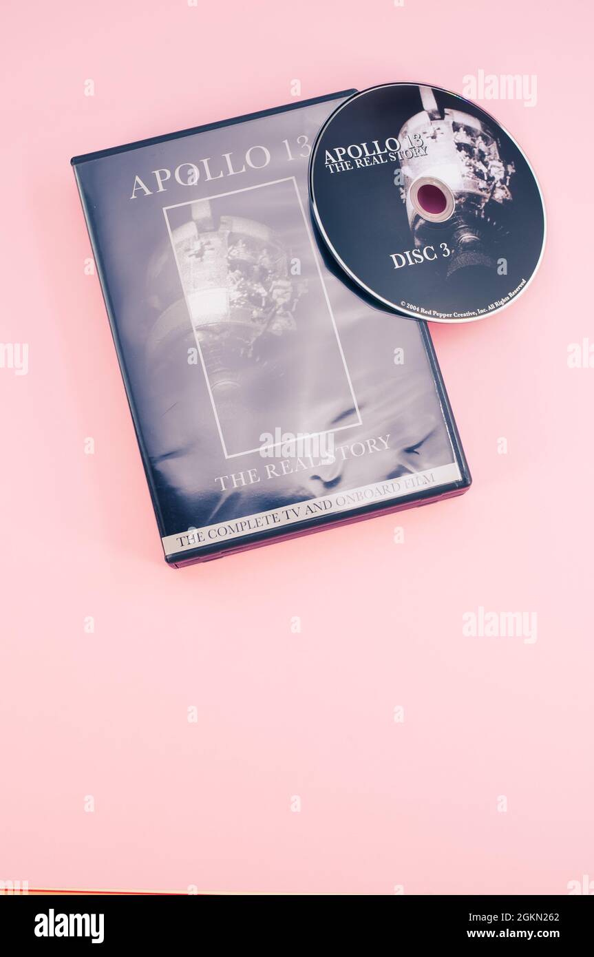 Apollo 13 abgetriebene Mondmission dokumentarische DVD-Medien mit Kopierraum Stockfoto