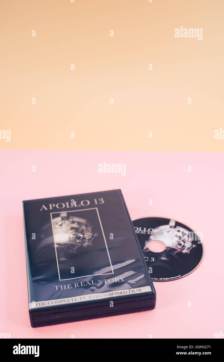 Apollo 13 abgetriebene Mondmission dokumentarische DVD-Medien mit Kopierraum Stockfoto