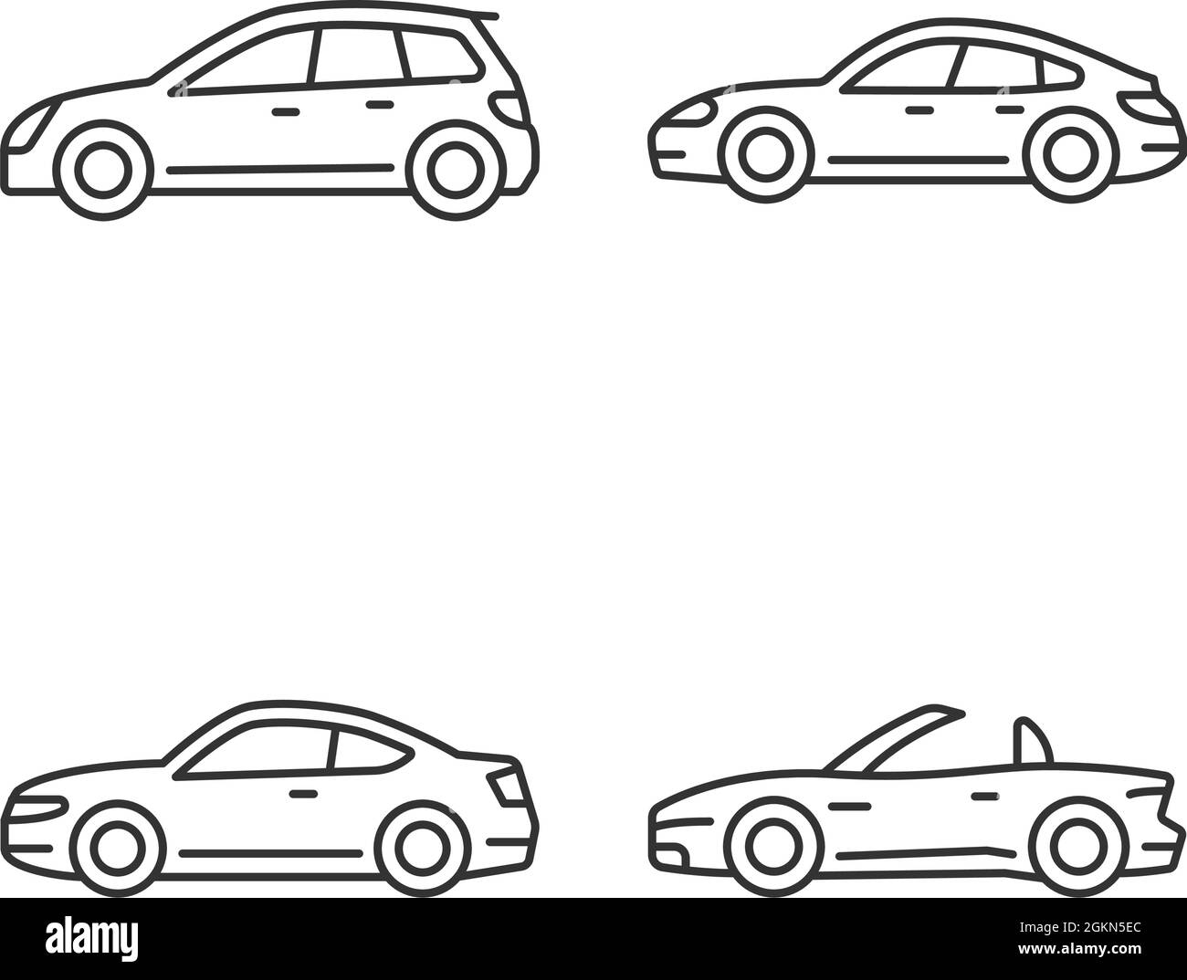 Praktische Sportwagen lineare Symbole gesetzt Stock Vektor