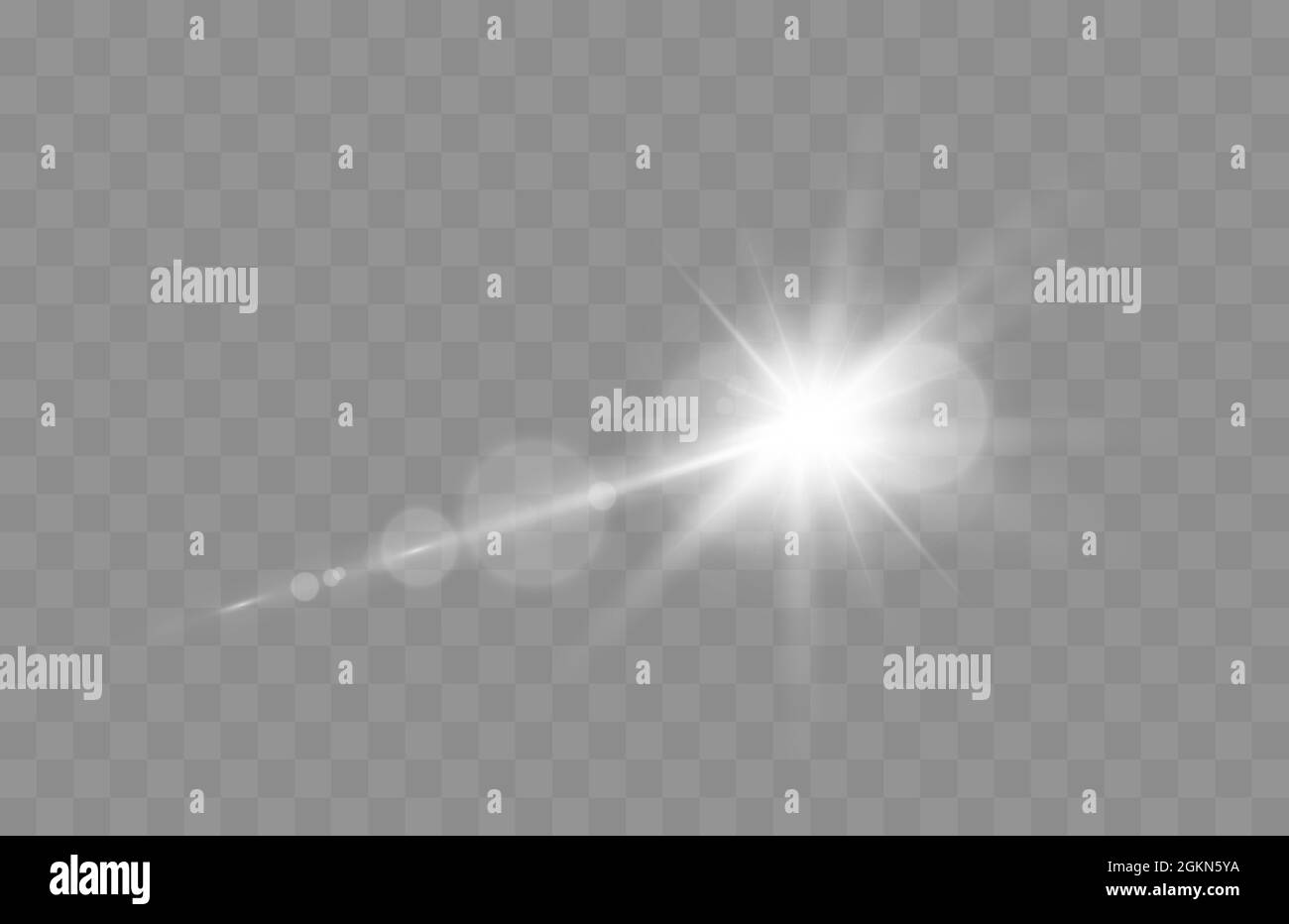 Vektorgrafik für Streulicht. Effekt von leuchtendem Funkenlicht isoliert auf transparentem Hintergrund. Stock Vektor
