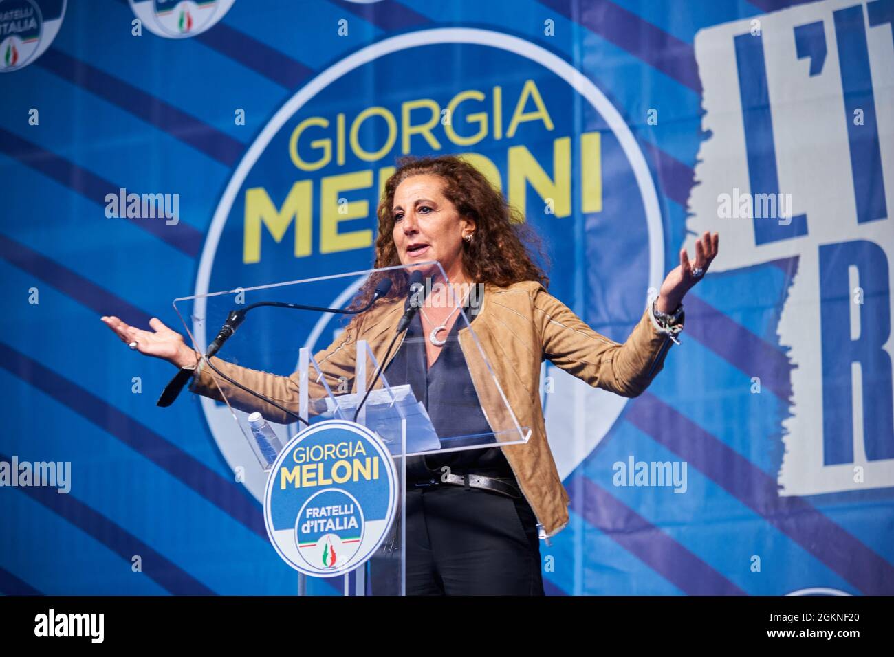 Catanzaro, Italien. September 2021. Wanda Ferro durante Giorgia Meloni a Catanzaro, Nachrichten in catanzaro, Italia, 14 settembre 2021 Quelle: Independent Photo Agency/Alamy Live News Stockfoto