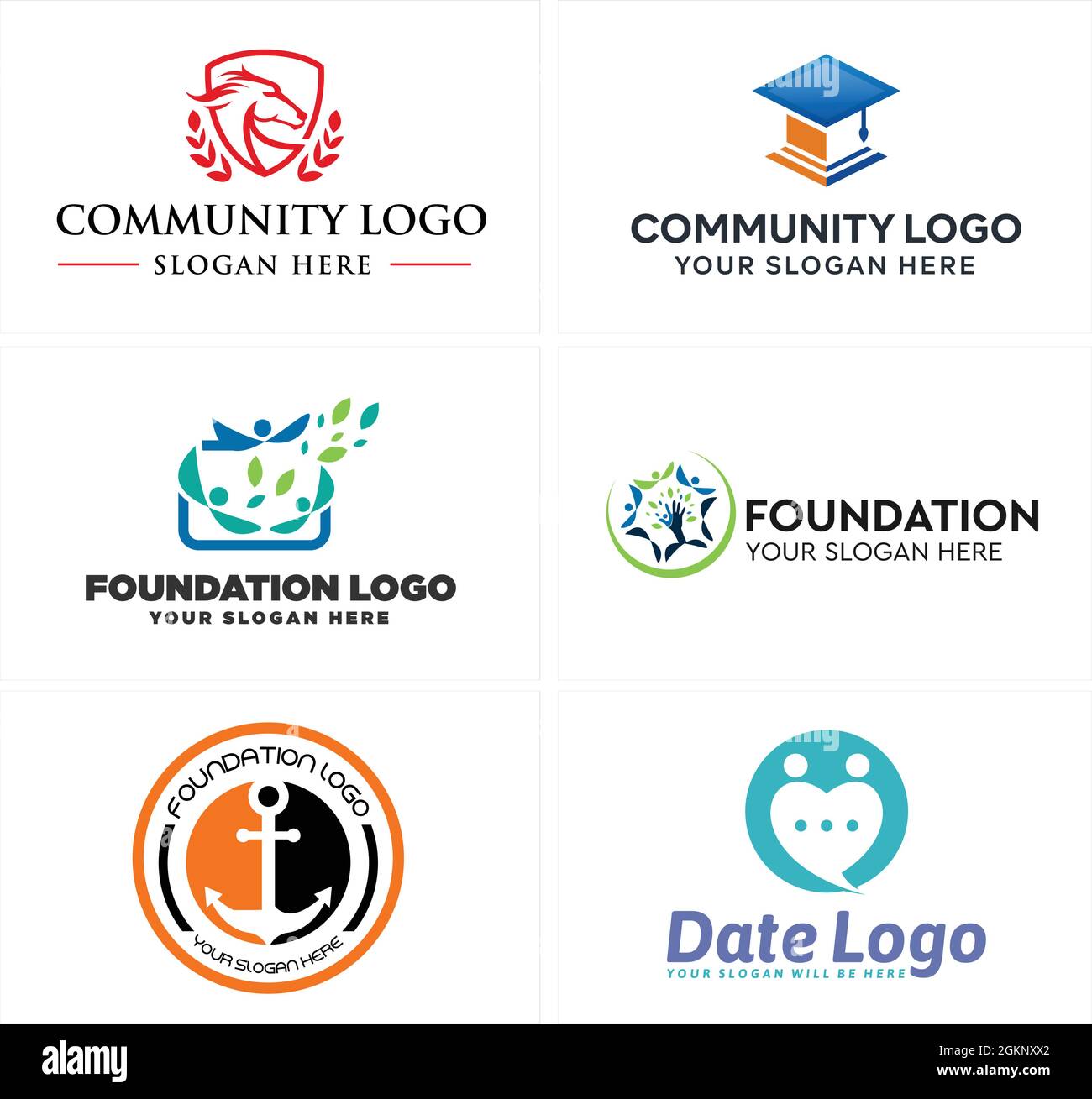 Gemeinnütziger Gemeinschafts-Stiftung Logo-Design Stock Vektor
