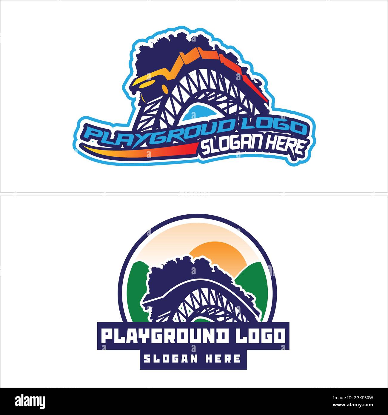 Spielplatz Erholung Achterbahn Familienurlaub Logo-Design Stock Vektor