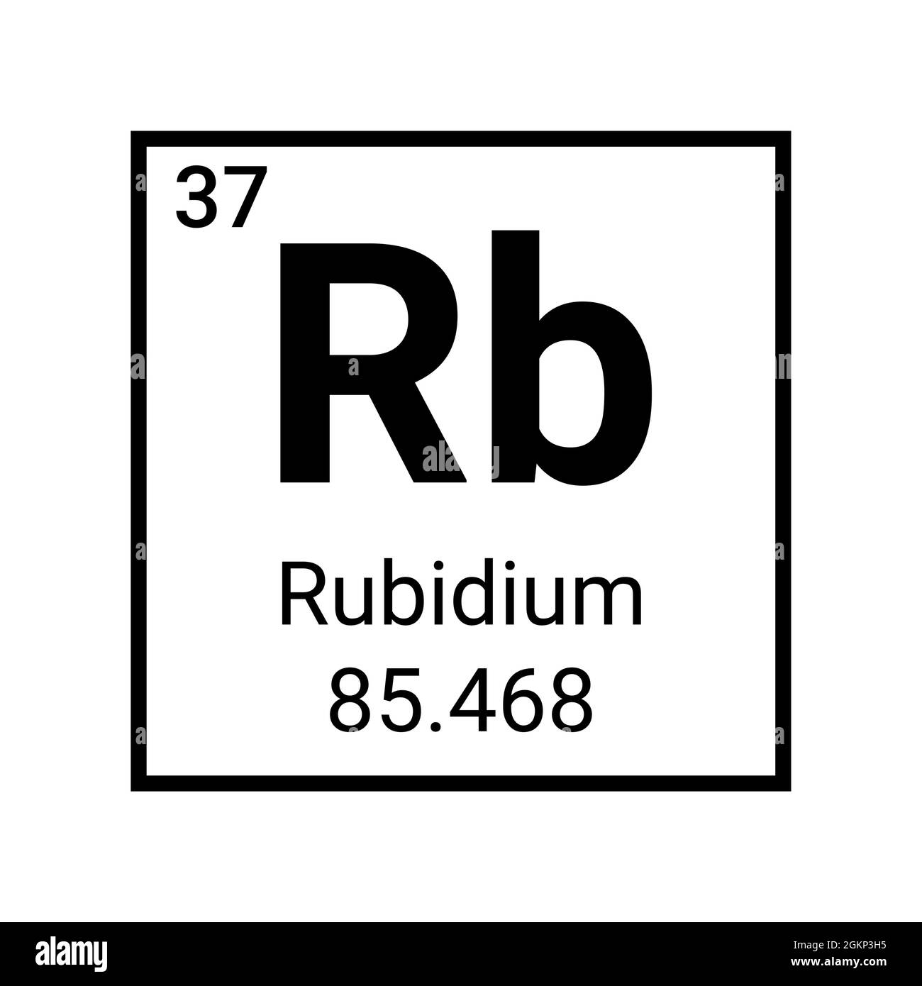 Periodensystem für Rubidium-Element-Chemie. Symbol für das Rubidium-Atom-Zeichen Gas Stock Vektor