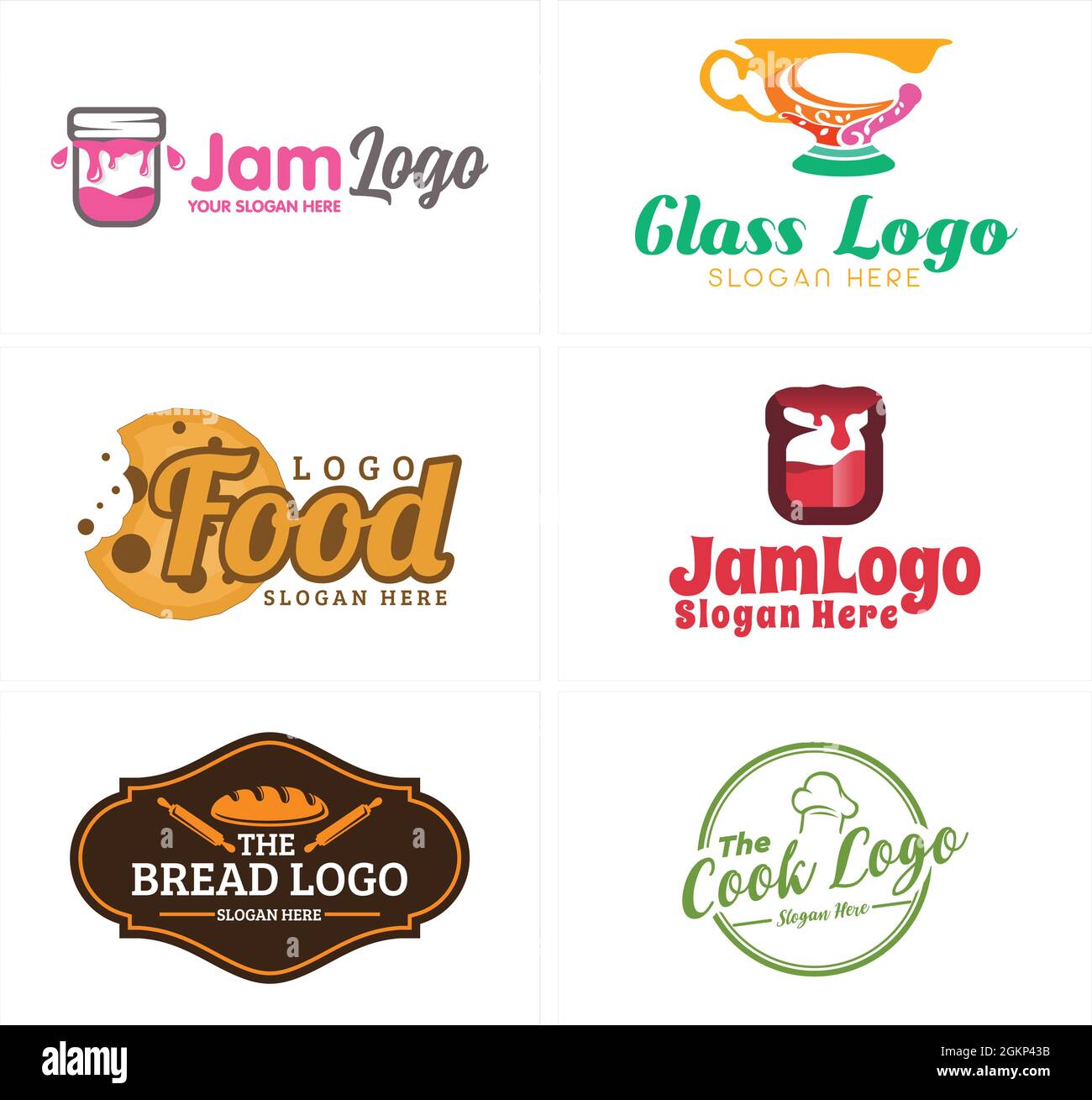 Essen Restaurant Marmelade Cookies und Bäckerei Logo-Design Stock Vektor