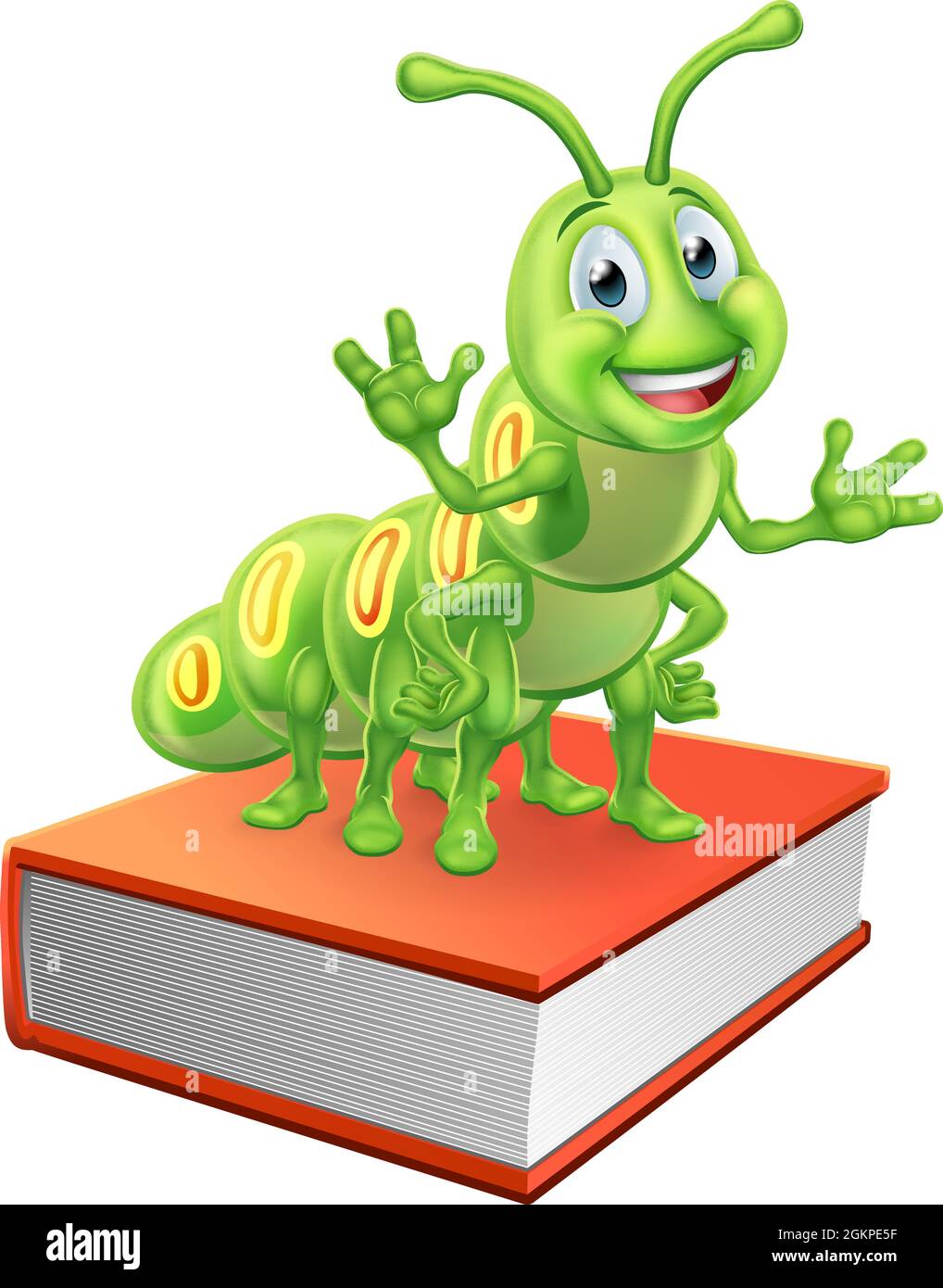 Bücherwurm Wurm Caterpillar auf Buchstapel Stock Vektor