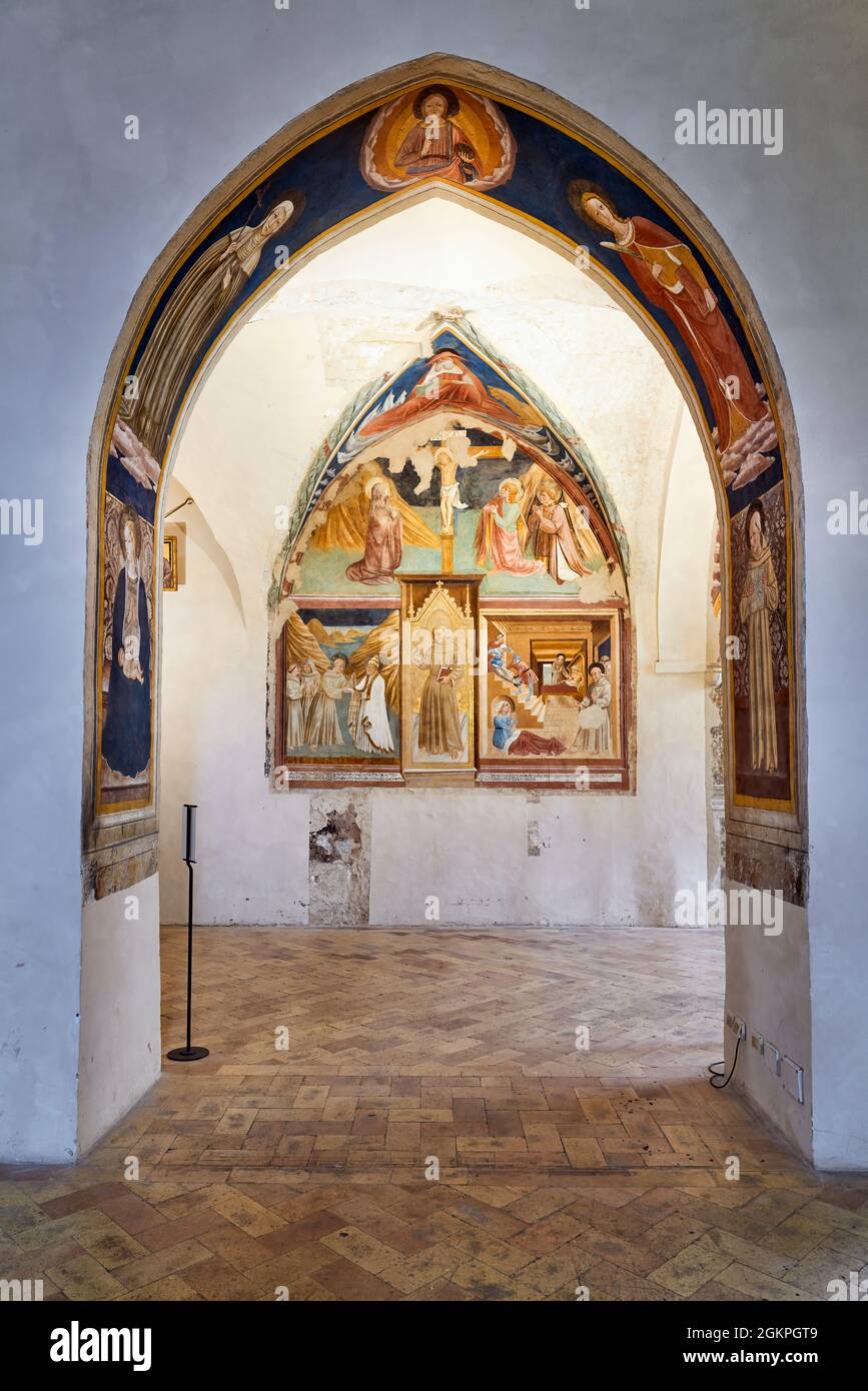 Montefalco Umbria Italien. San Francesco Kirche mit Fresken von Benozzo Gozzoli Stockfoto