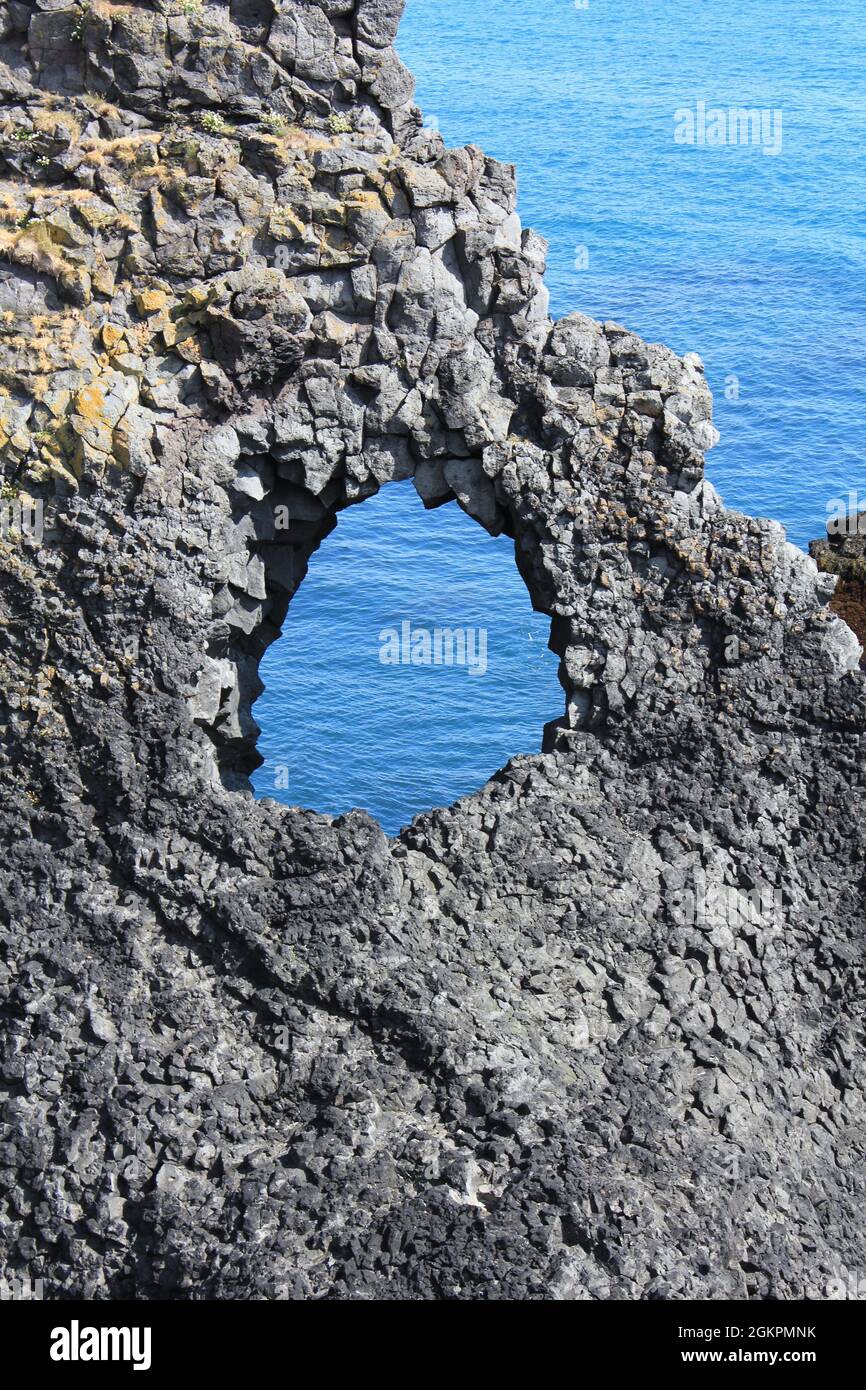 Dramatische vulkanische Felsformationen, Island Stockfoto