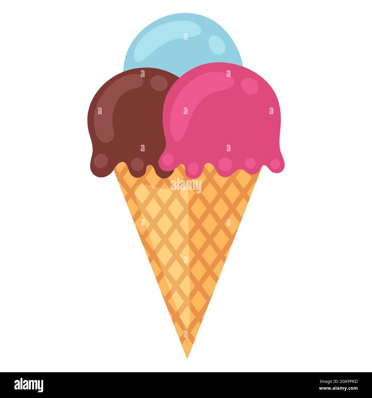 Abbildung des Eiskegels. Lebensmittel für Bars, Restaurants und Geschäfte. Stock Vektor