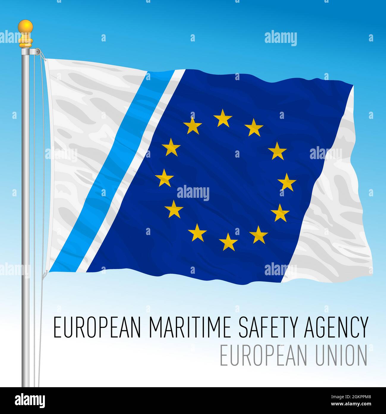 EMSA-Flagge der Europäischen Agentur für die Sicherheit des Seeverkehrs, Europäische Union, Vektordarstellung Stock Vektor