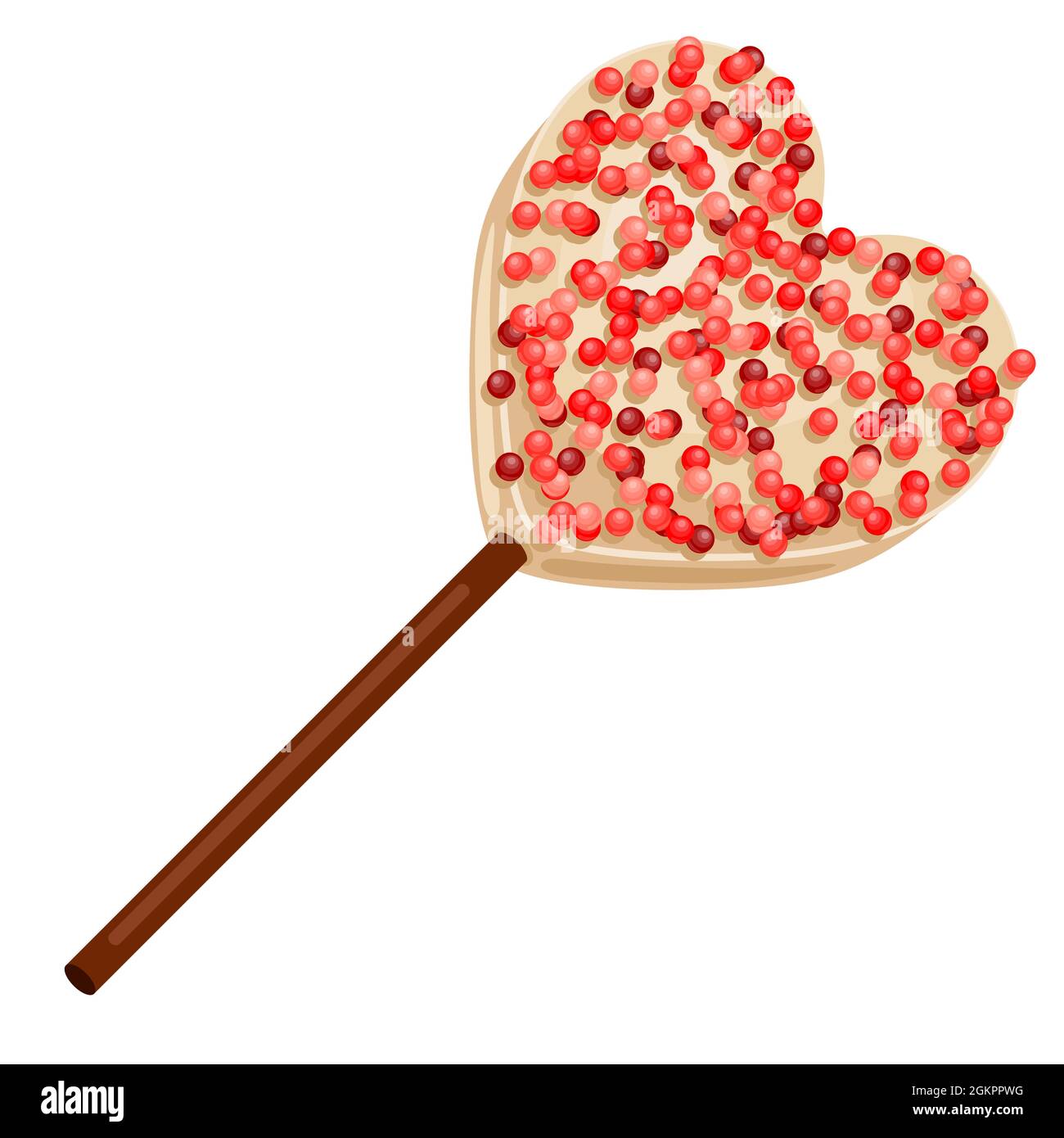 Illustration des Lolipop-Herzens. Lebensmittel für Bars, Restaurants und Geschäfte. Stock Vektor