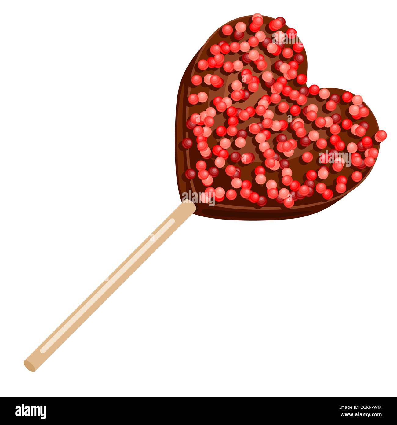 Illustration des Lolipop-Herzens. Lebensmittel für Bars, Restaurants und Geschäfte. Stock Vektor