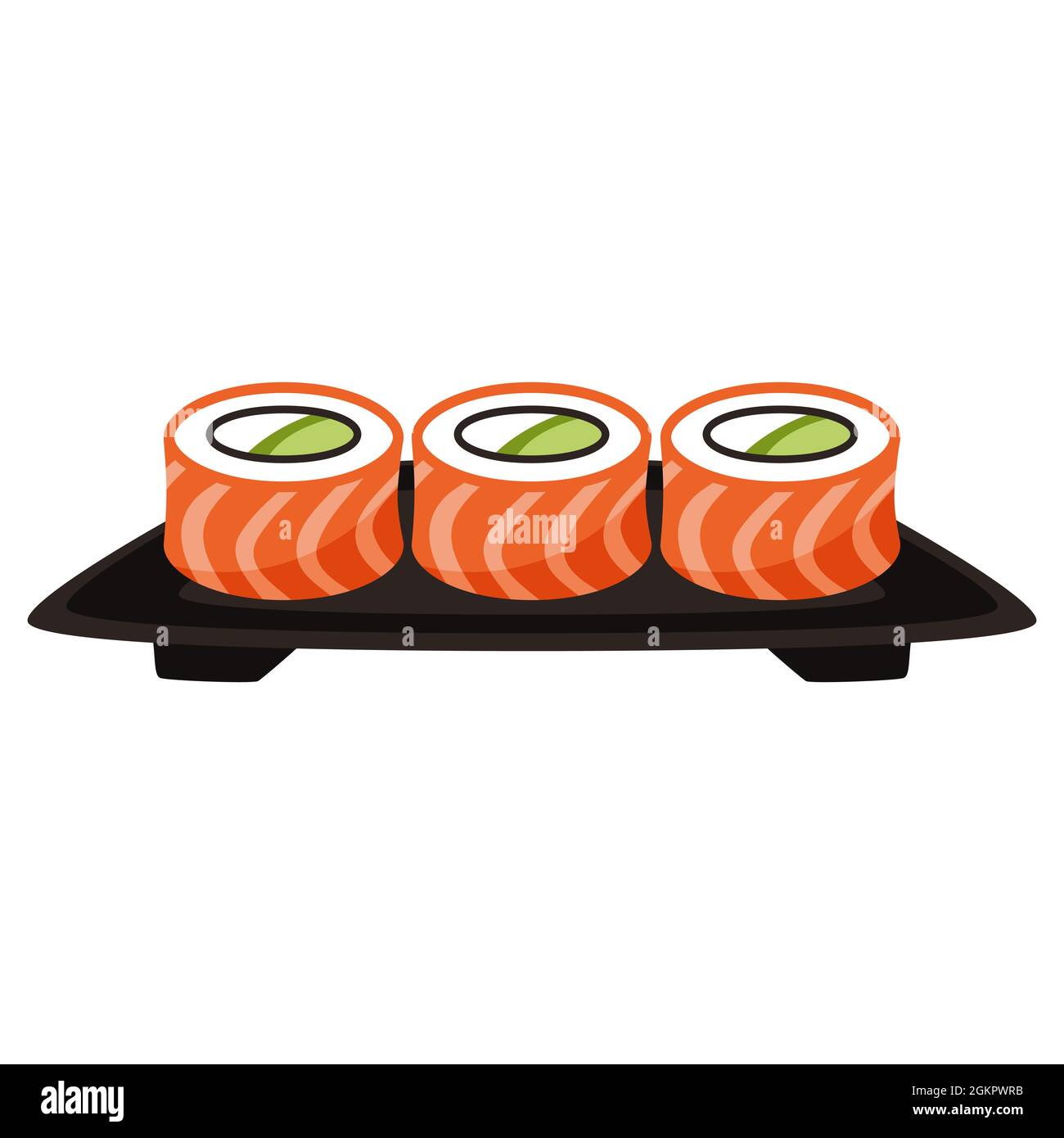 Abbildung von Sushi-Rollen. Lebensmittel für Bars, Restaurants und Geschäfte. Stock Vektor