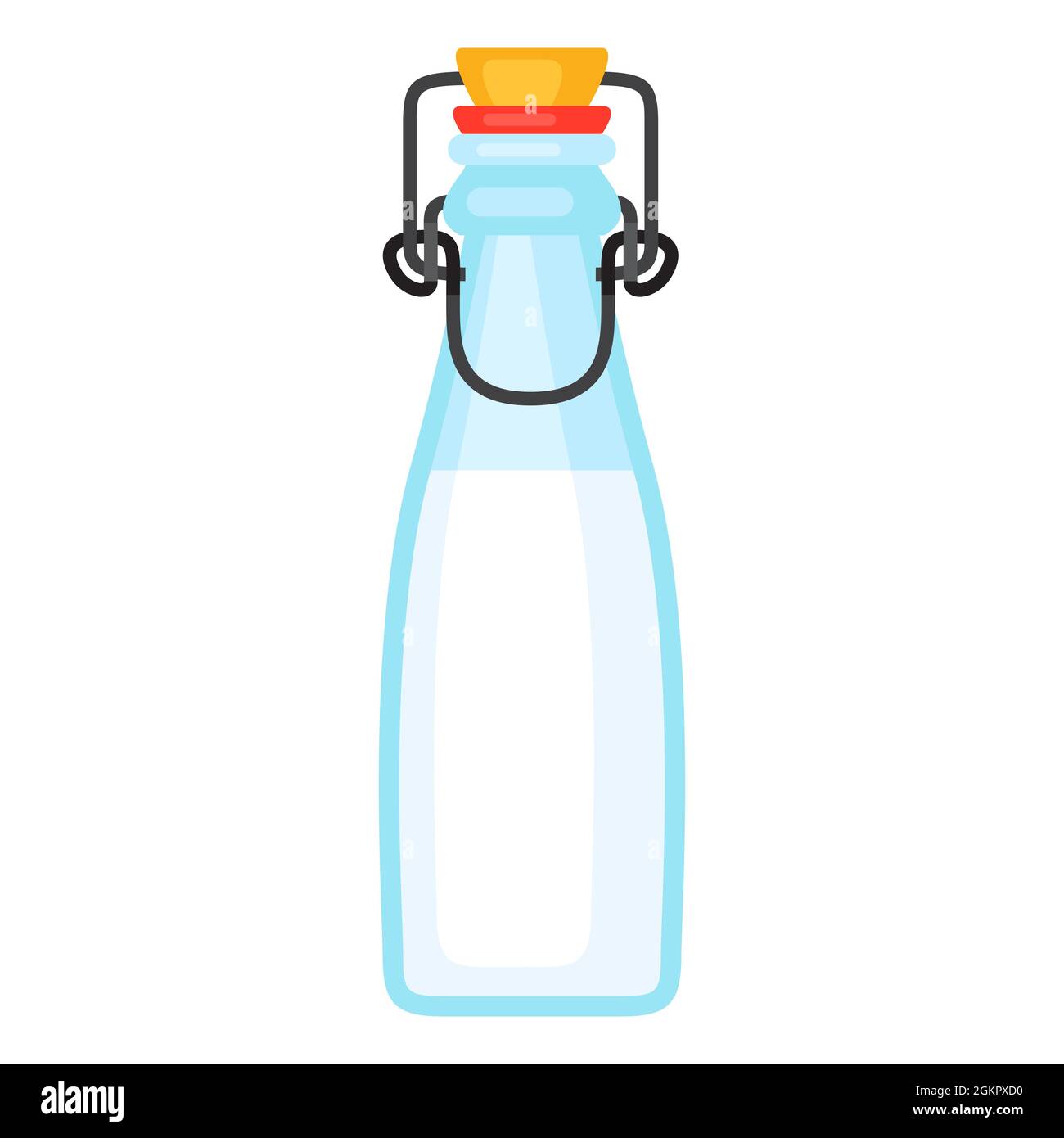 Abbildung der Milch in der Flasche. Lebensmittel für Bars, Restaurants und Geschäfte. Stock Vektor