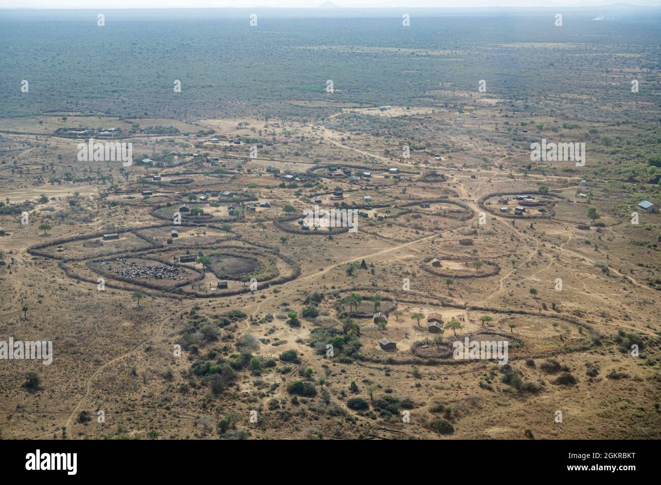 Luftaufnahme von Kapoita, Eastern Equatoria State, Südsudan, Afrika Stockfoto