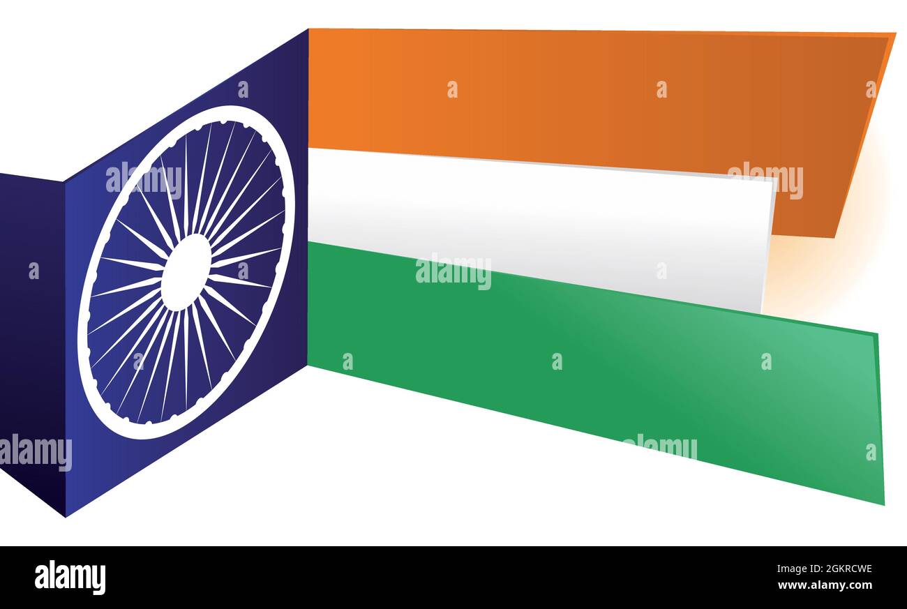 Bannerdesign mit leerem Schild in indischen Farben und Ashoka Chakra-Rad. Stock Vektor