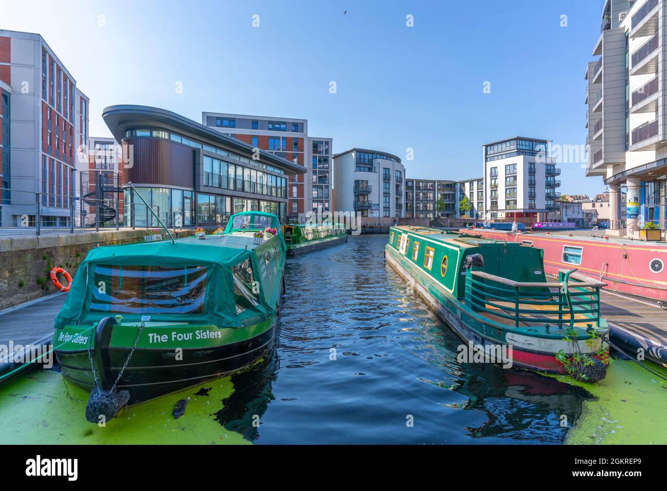 Blick auf den Edinburgh Quay und das Lochrin Basin, Edinburgh, Lothian, Schottland, Vereinigtes Königreich, Europa Stockfoto