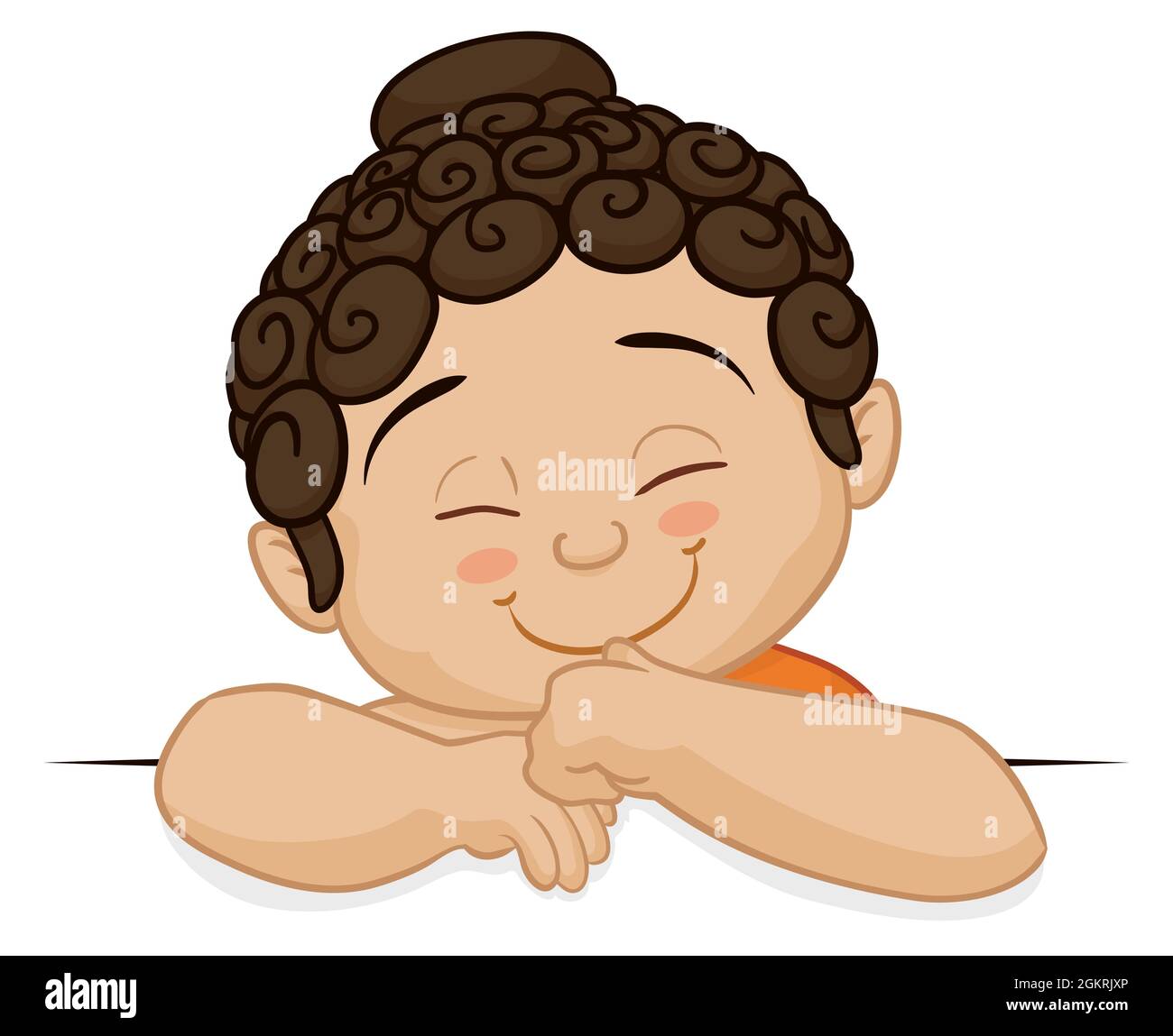 Cartoon-Design mit niedlichen Baby-Buddha mit Finger im Mund auf weißem Hintergrund. Stock Vektor
