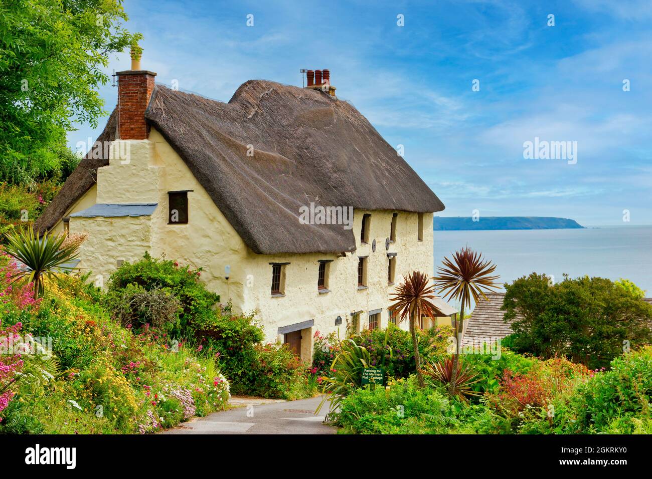 Mariners Cottage, Reetdach, Coverack, Lizard, Cornwall, Coastal Cottage Stockfoto