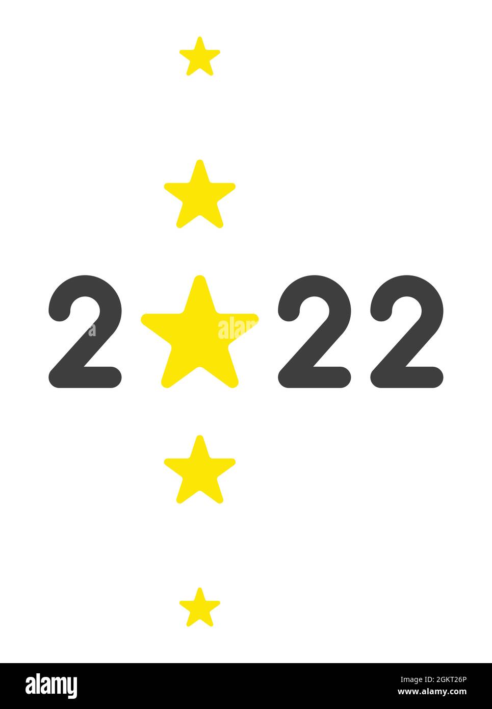 Neues Jahr Vektor-Konzept, 2022 mit fünf Sternen. Flacher Style. Stock Vektor