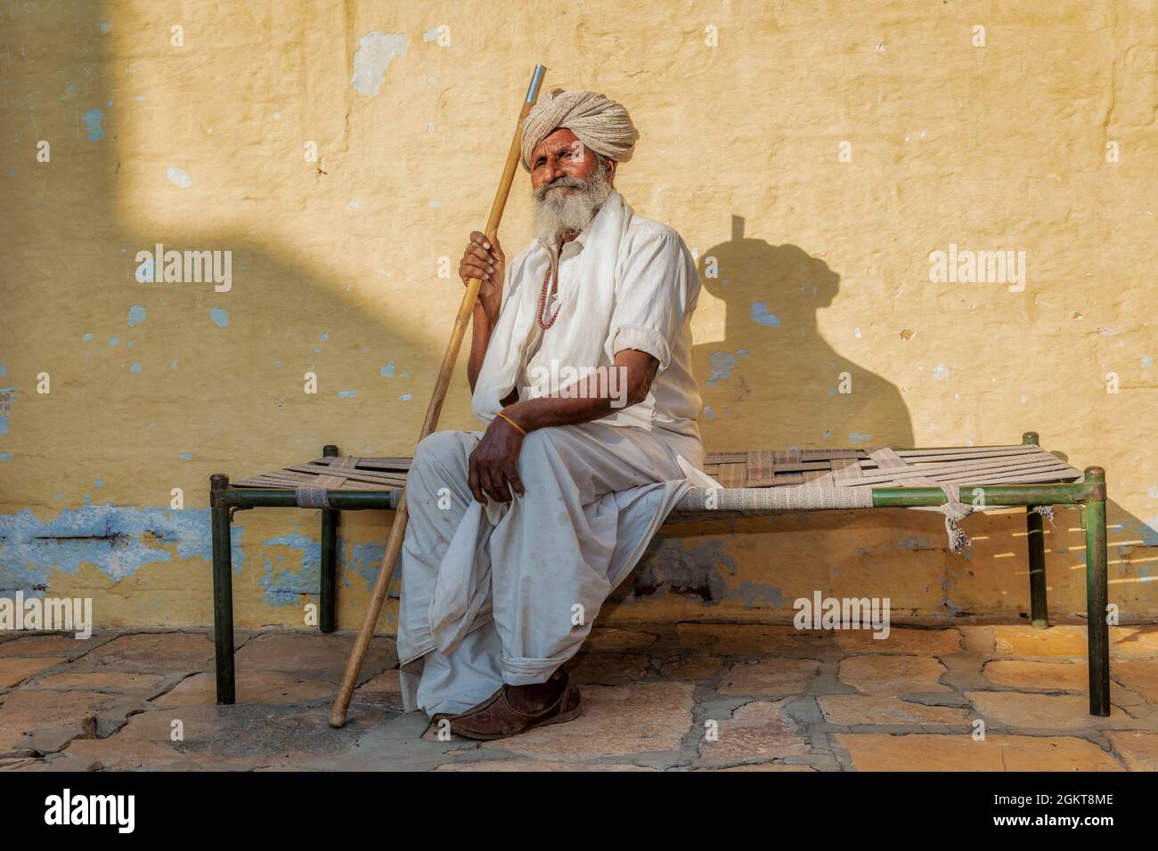 Portrait eines älteren indischen Mann, Jaisalmer, Rajasthan, Indien Stockfoto