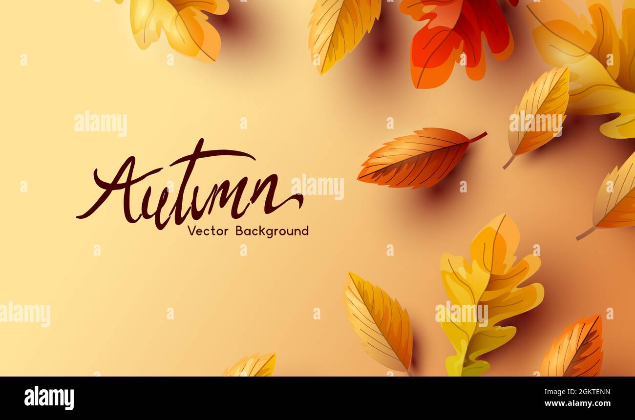 Goldener Herbst Herbst Hintergrund mit saisonalen Blättern. Vektorgrafik. Stock Vektor