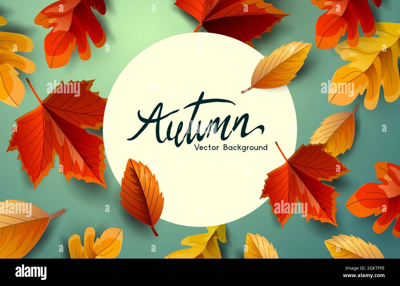 Herbst Herbst und Danksageböden Hintergrund mit fallenden Blättern. Vektorhintergrund. Stock Vektor