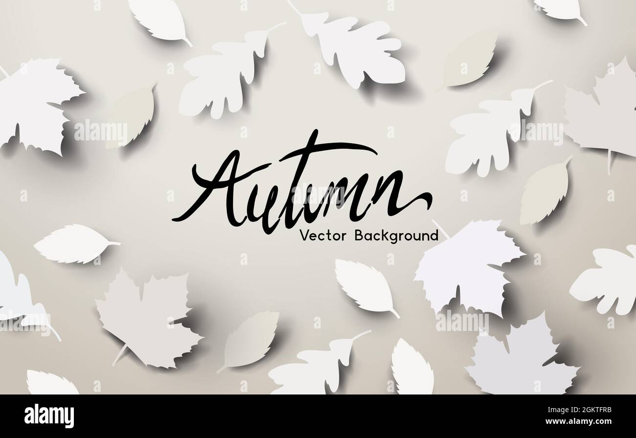 Herbstsaison Hintergrund-Design mit fallenden Papier Herbstblätter und Platz für Text. Vektorgrafik Stock Vektor
