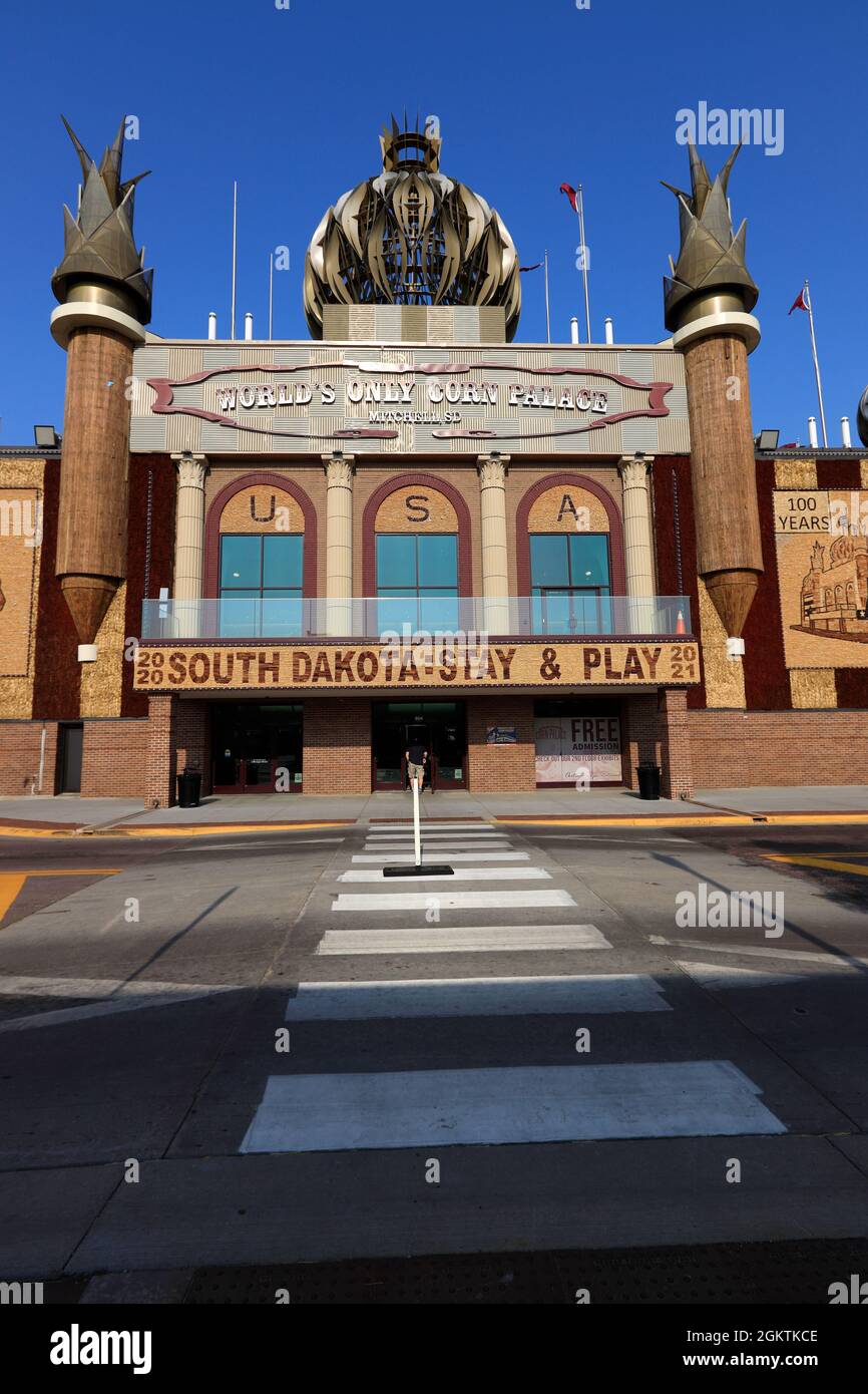 Außenansicht des Mitchell Corn Palace, des weltweit einzigen Corn Palace.Mitchell.South Dakota.USA Stockfoto