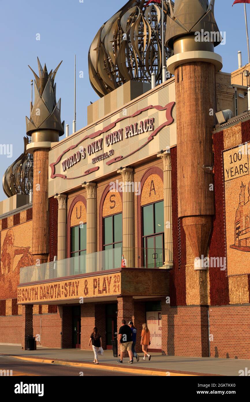Außenansicht des Mitchell Corn Palace, des weltweit einzigen Corn Palace.Mitchell.South Dakota.USA Stockfoto