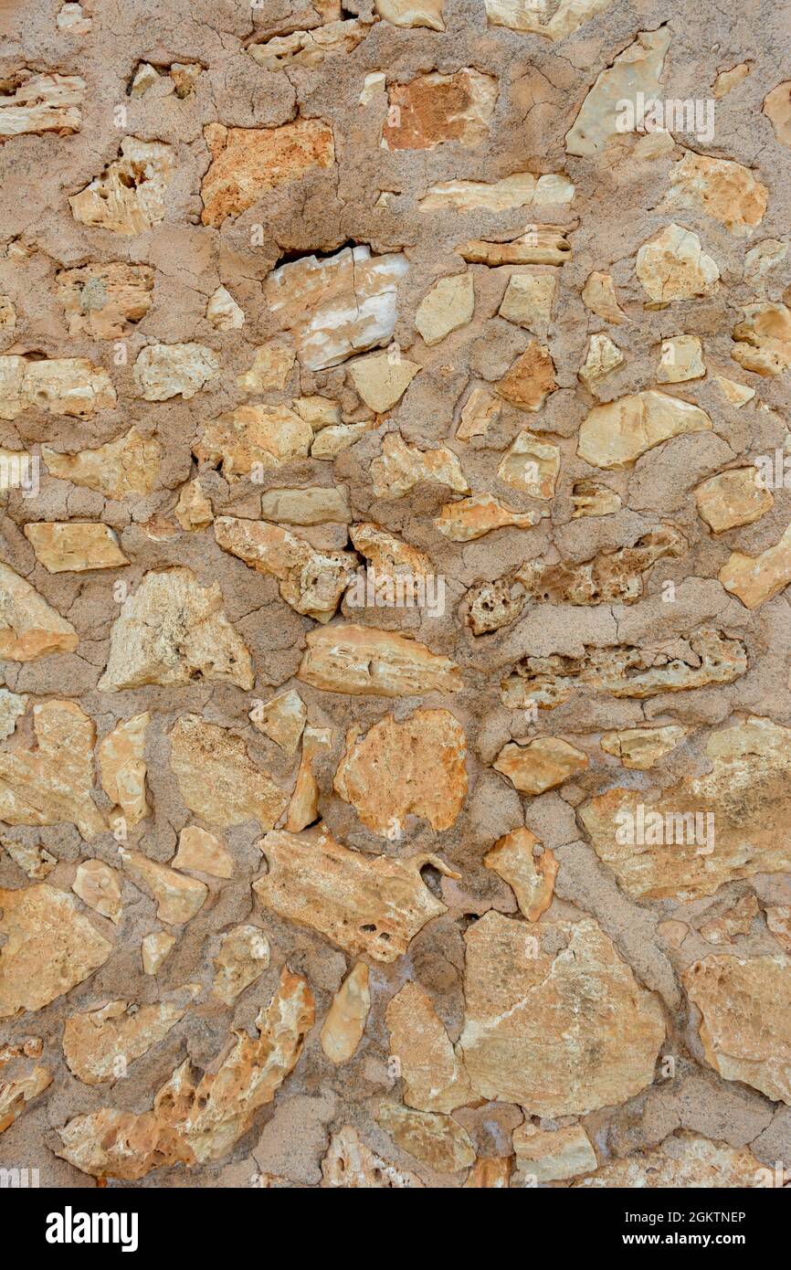 Sandsteinstruktur Details, Felsoberfläche Nahaufnahme, Idee für Hintergrund oder Hintergrund Stockfoto