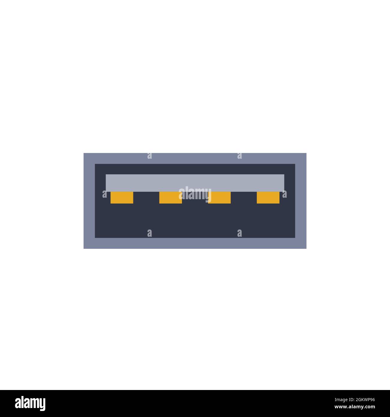 Symbol für USB-A-2.0-pc-Universalanschluss. Vektorgrafik Darstellung des Ports in flacher Ausführung. USB-Typ, Video- und Audioanschluss. DisplayPort und andere Komput Stock Vektor