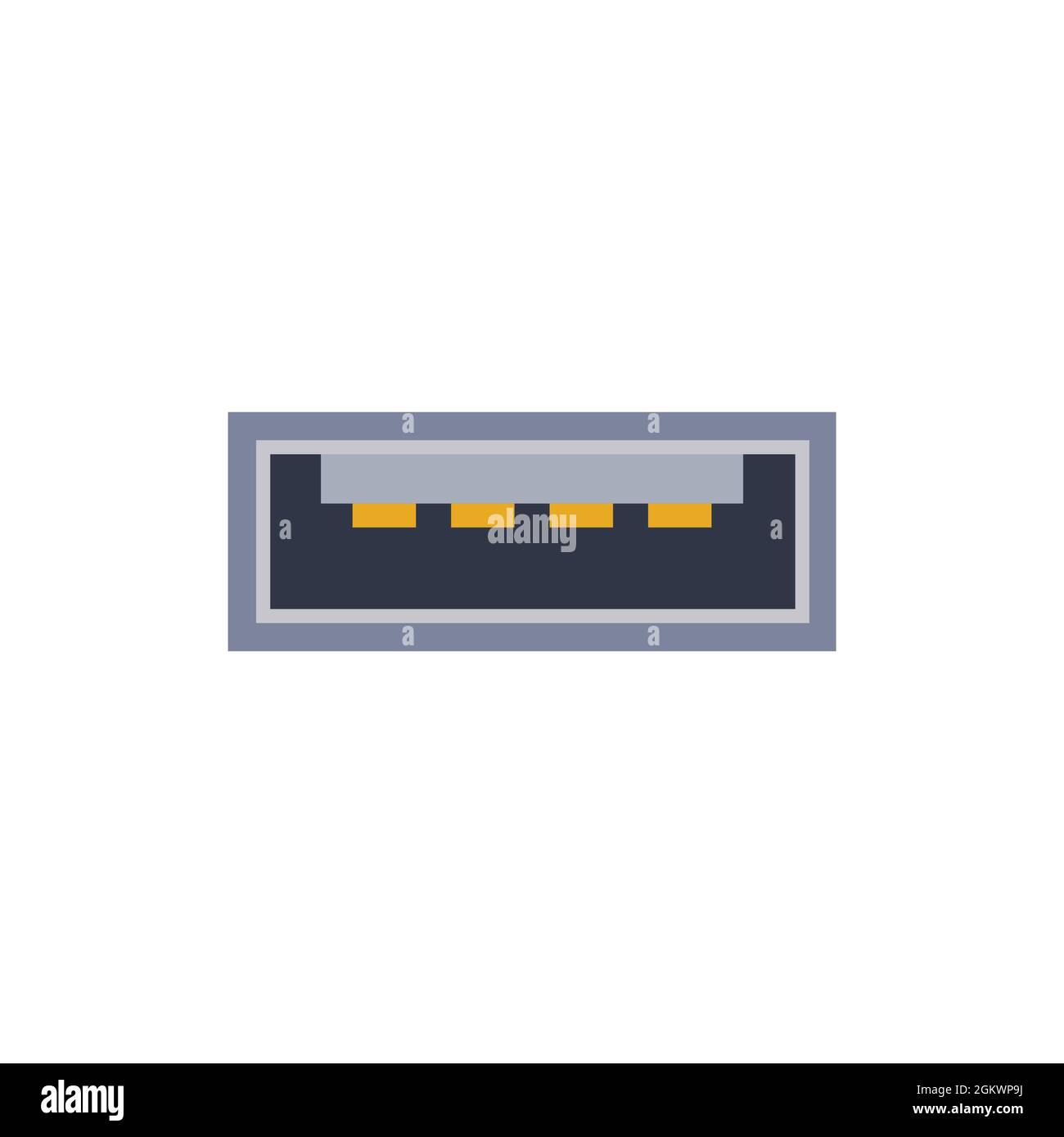 Symbol für USB Micro A pc-Universalanschluss. Vektorgrafik Darstellung des Ports in flacher Ausführung. USB-Typ, Video- und Audioanschluss. DisplayPort und andere Komp Stock Vektor