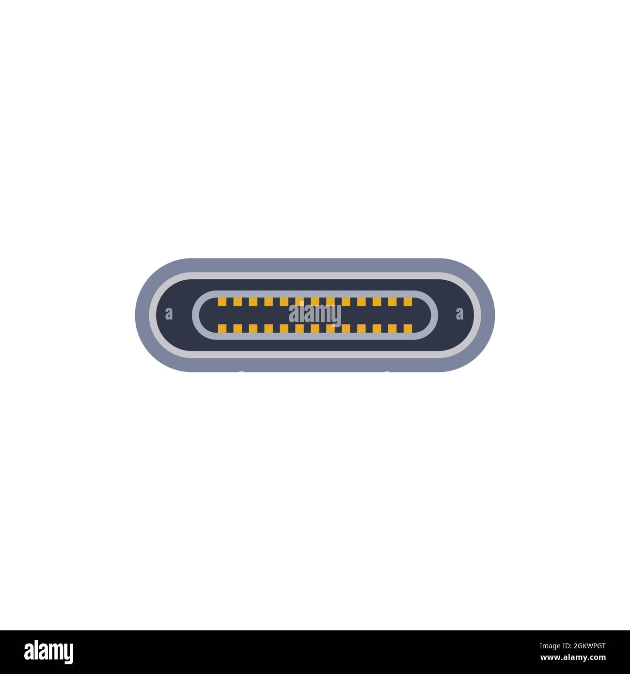 Symbol für USB-C-pc-Universalanschluss. Vektorgrafik Darstellung des Ports in flacher Ausführung. USB-Typ, Video- und Audioanschluss. DisplayPort und anderer Computer i Stock Vektor