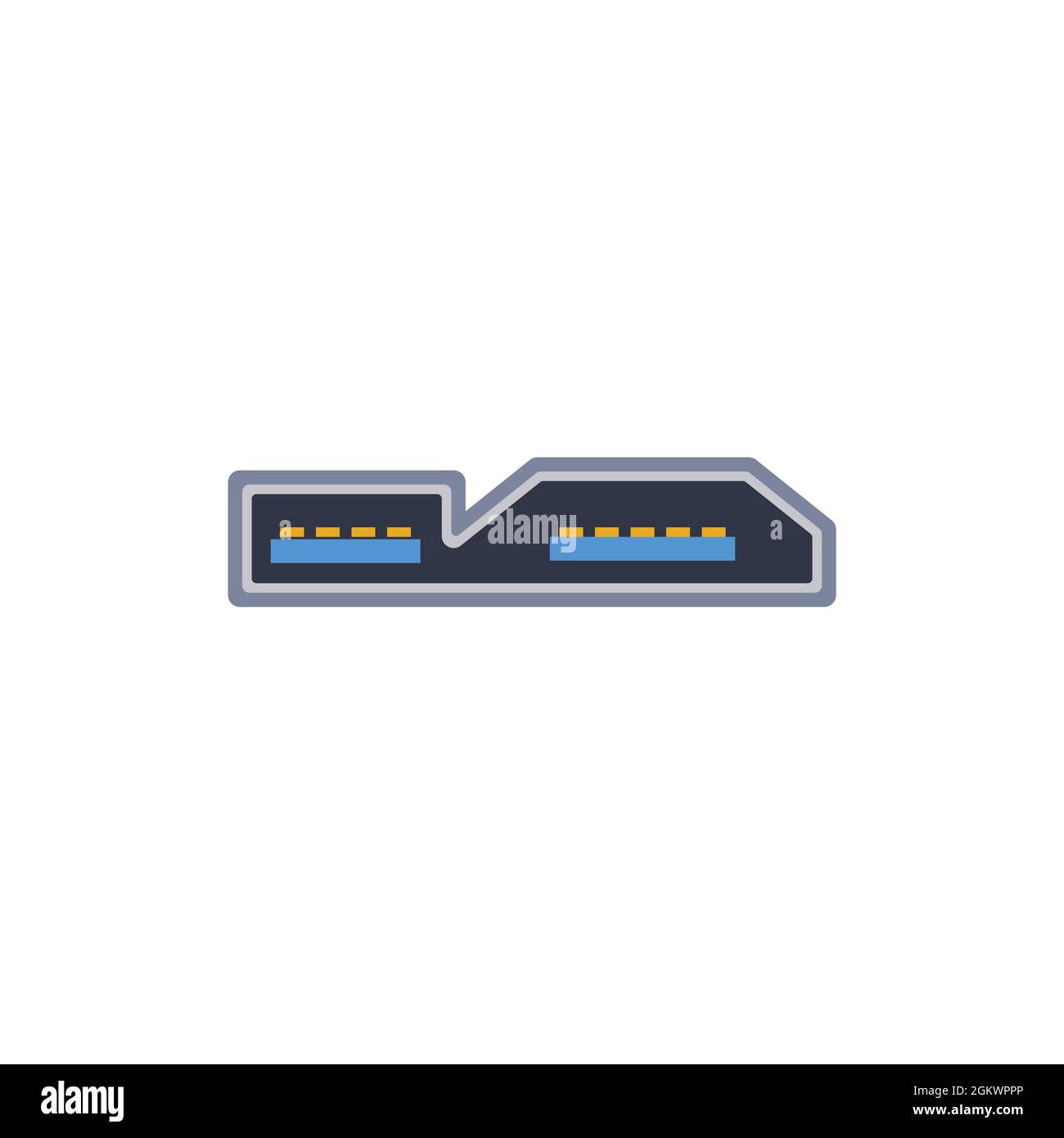 Symbol für USB micro B 3.0 pc-Universalanschluss. Vektorgrafik Darstellung des Ports in flacher Ausführung. USB-Typ, Video- und Audioanschluss. DisplayPort und andere Stock Vektor