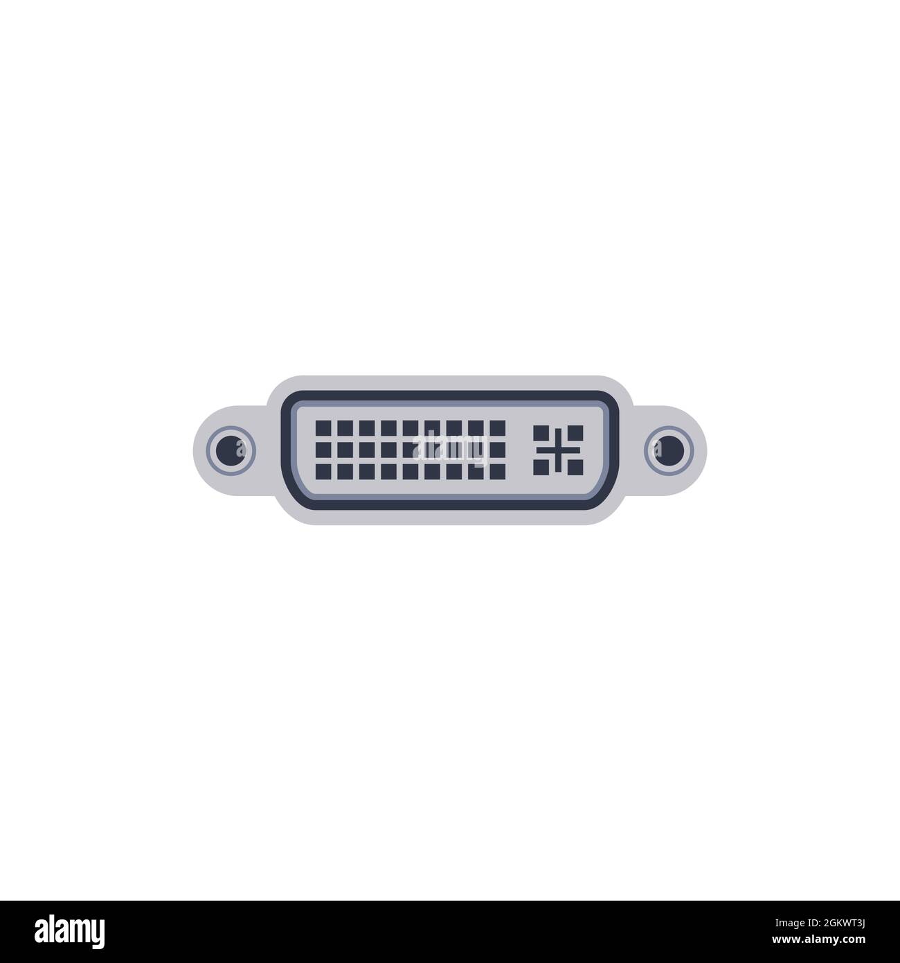 Symbol für den universellen DVI-I-pc-Anschluss. Vektorgrafik Darstellung des Ports in flacher Ausführung. USB-Typ, Video- und Audioanschluss. DisplayPort und anderer Computer i Stock Vektor