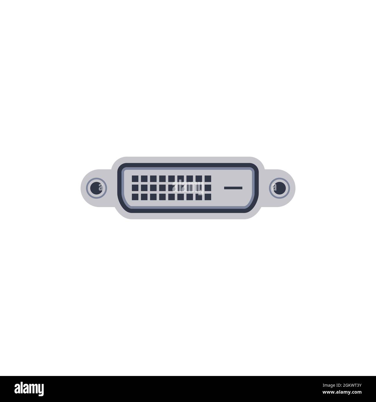 Symbol für universellen DVI-D-pc-Anschluss. Vektorgrafik Darstellung des Ports in flacher Ausführung. USB-Typ, Video- und Audioanschluss. DisplayPort und anderer Computer i Stock Vektor